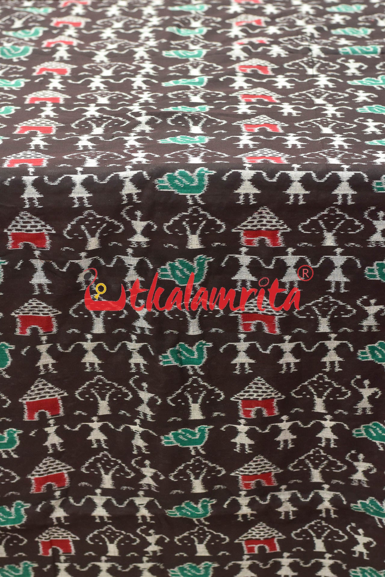 Black Tribals Standing Sambalpuri Cotton (Fabric)