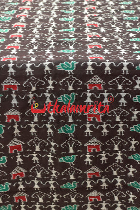 Black Tribals Standing Sambalpuri Cotton (Fabric)