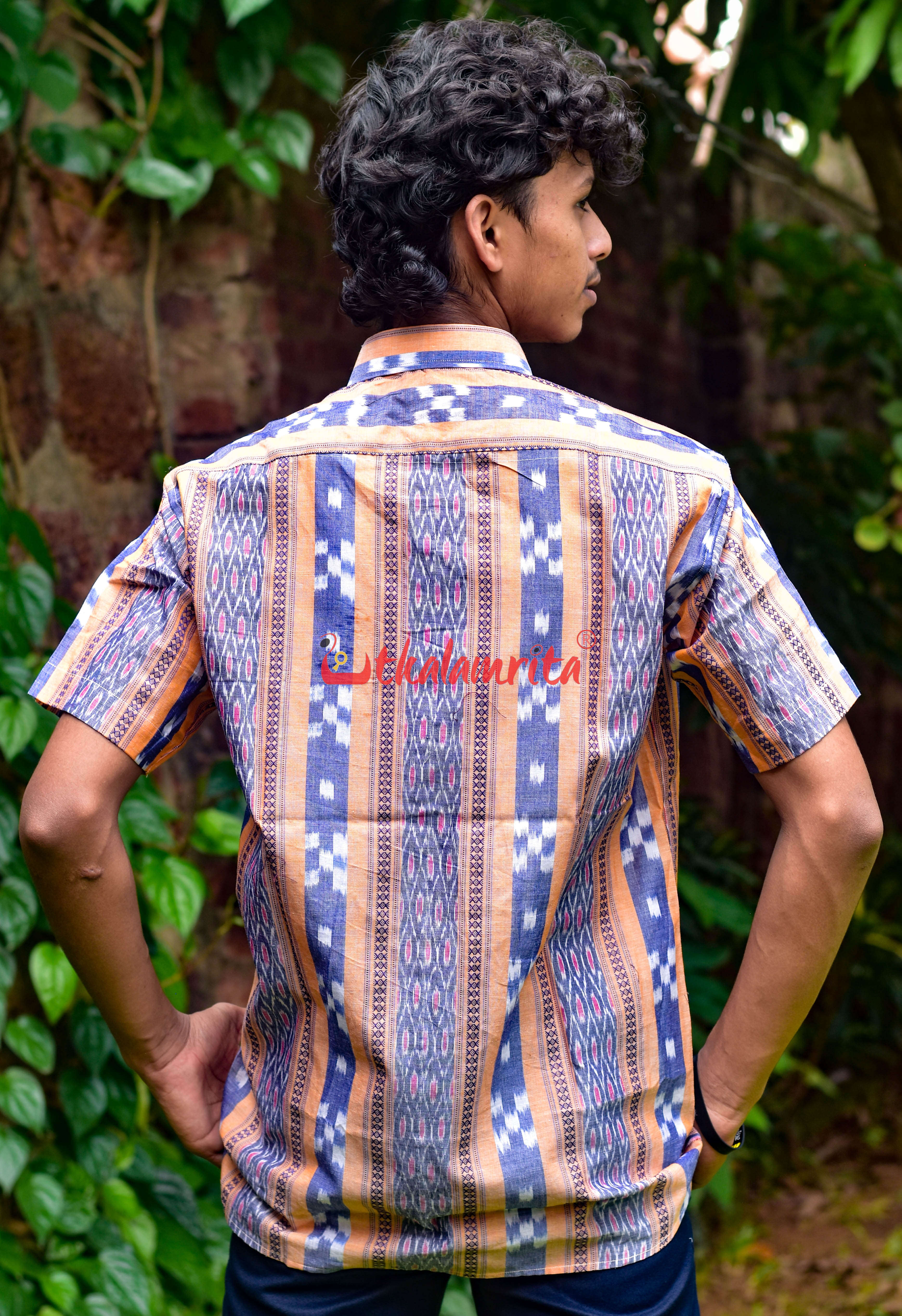 Pastel Orange Blue Pasapali (Mens' Half Shirt)
