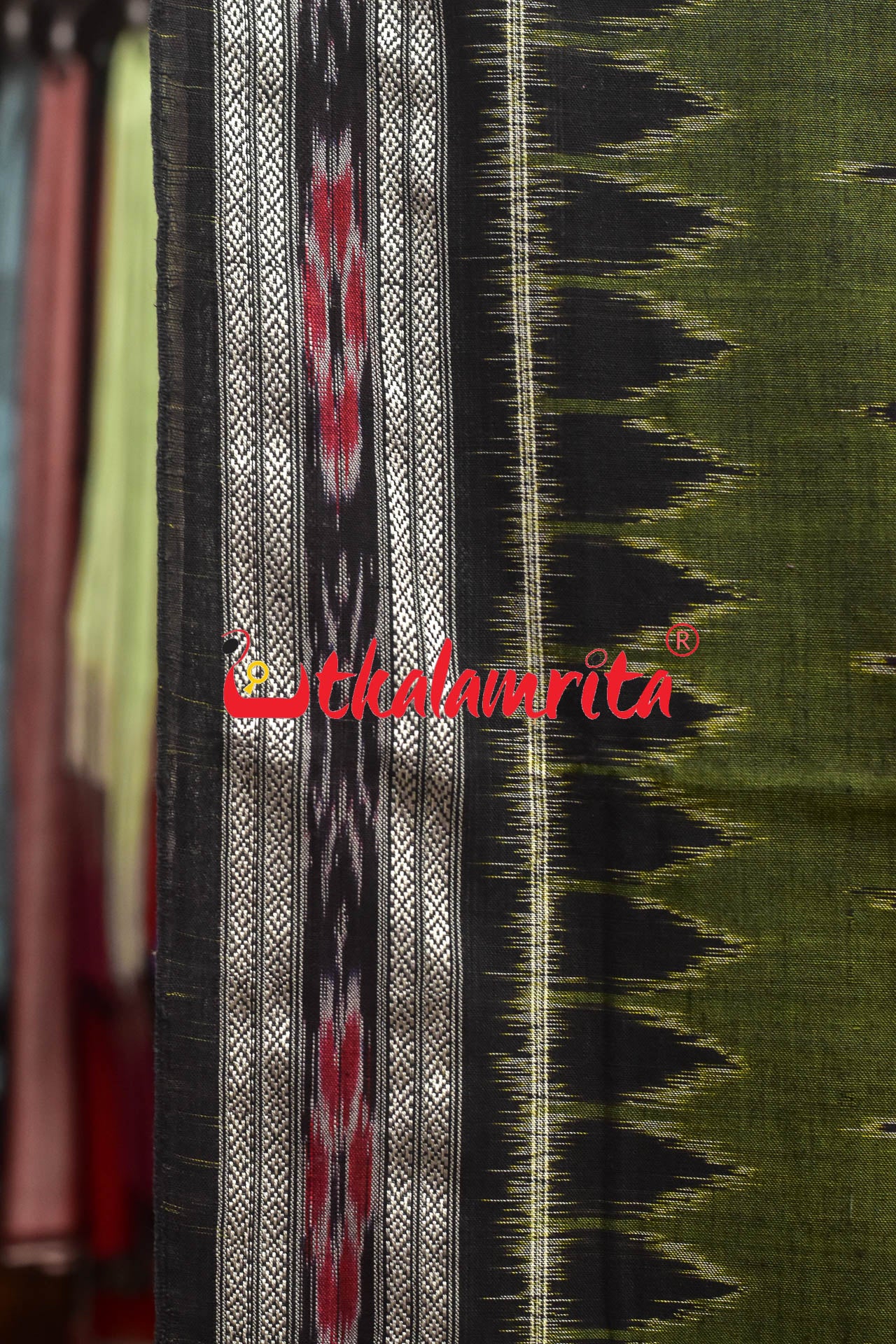 Olive Cloves Flowers Khandua Cotton Saree