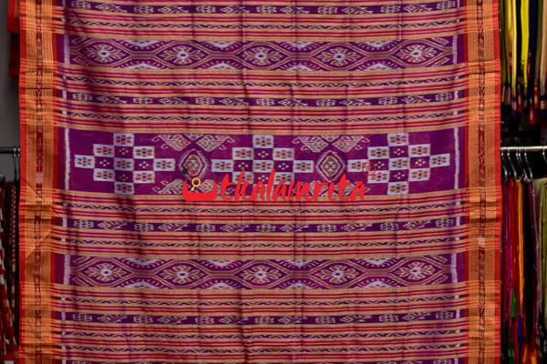 Blue Body Lotus Double Anchal Khandua Silk Saree