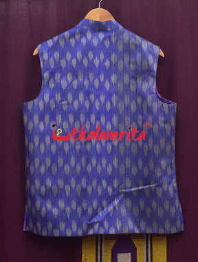 Blue Body Ikat Gopalpur Tussar (Modi Jacket)