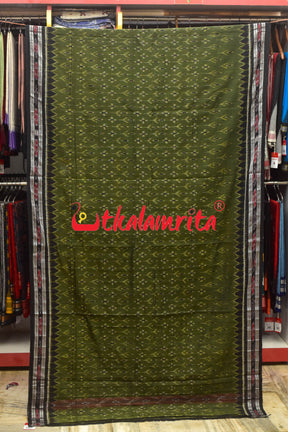 Olive Cloves Flowers Khandua Cotton Saree