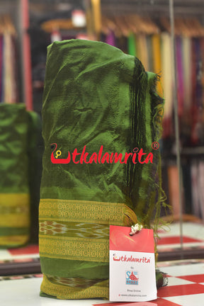 Onion Green Bandha Border Silk (Fabric)