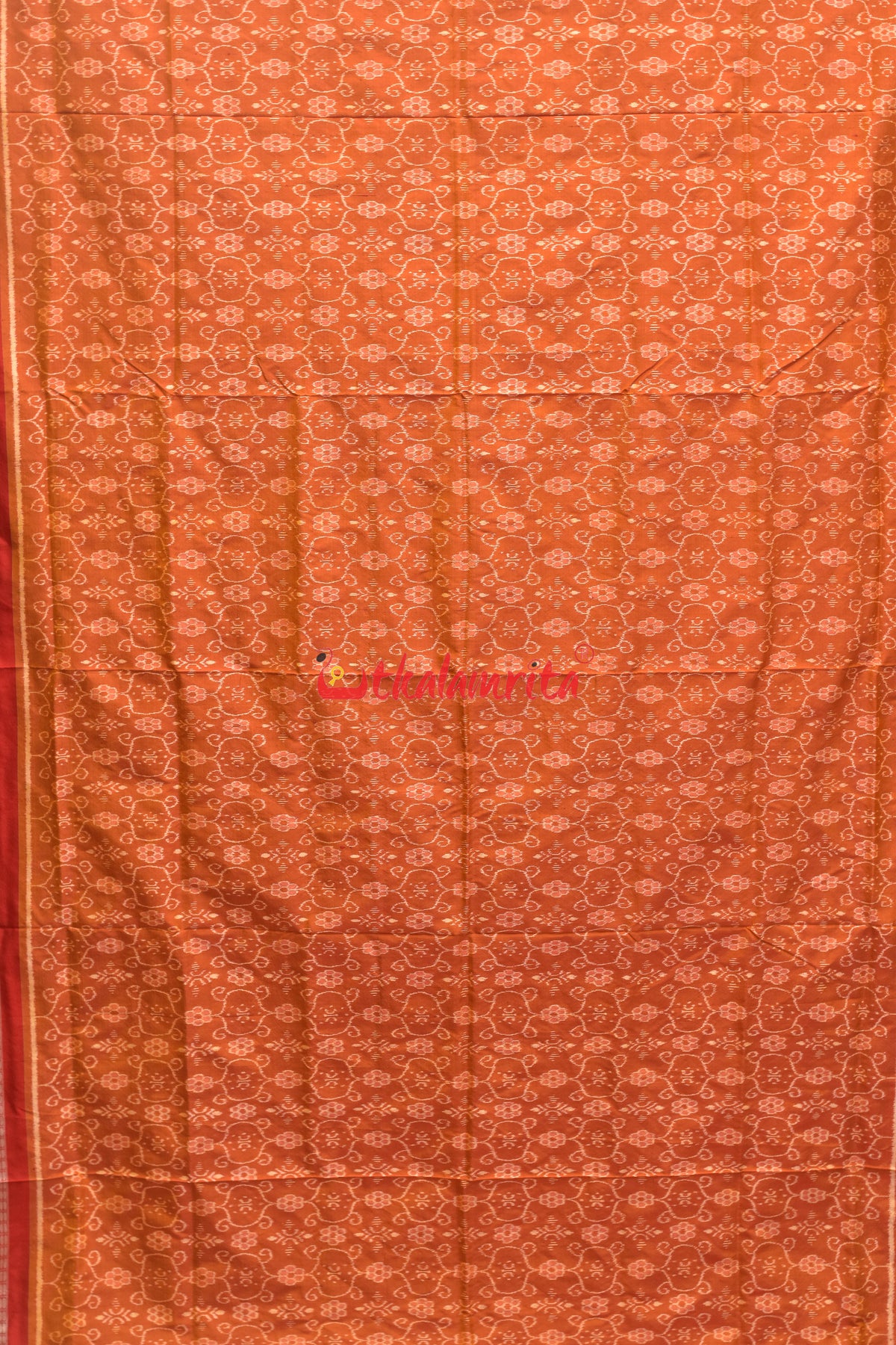 Orange Red Sambalpuri Bandha Silk Saree