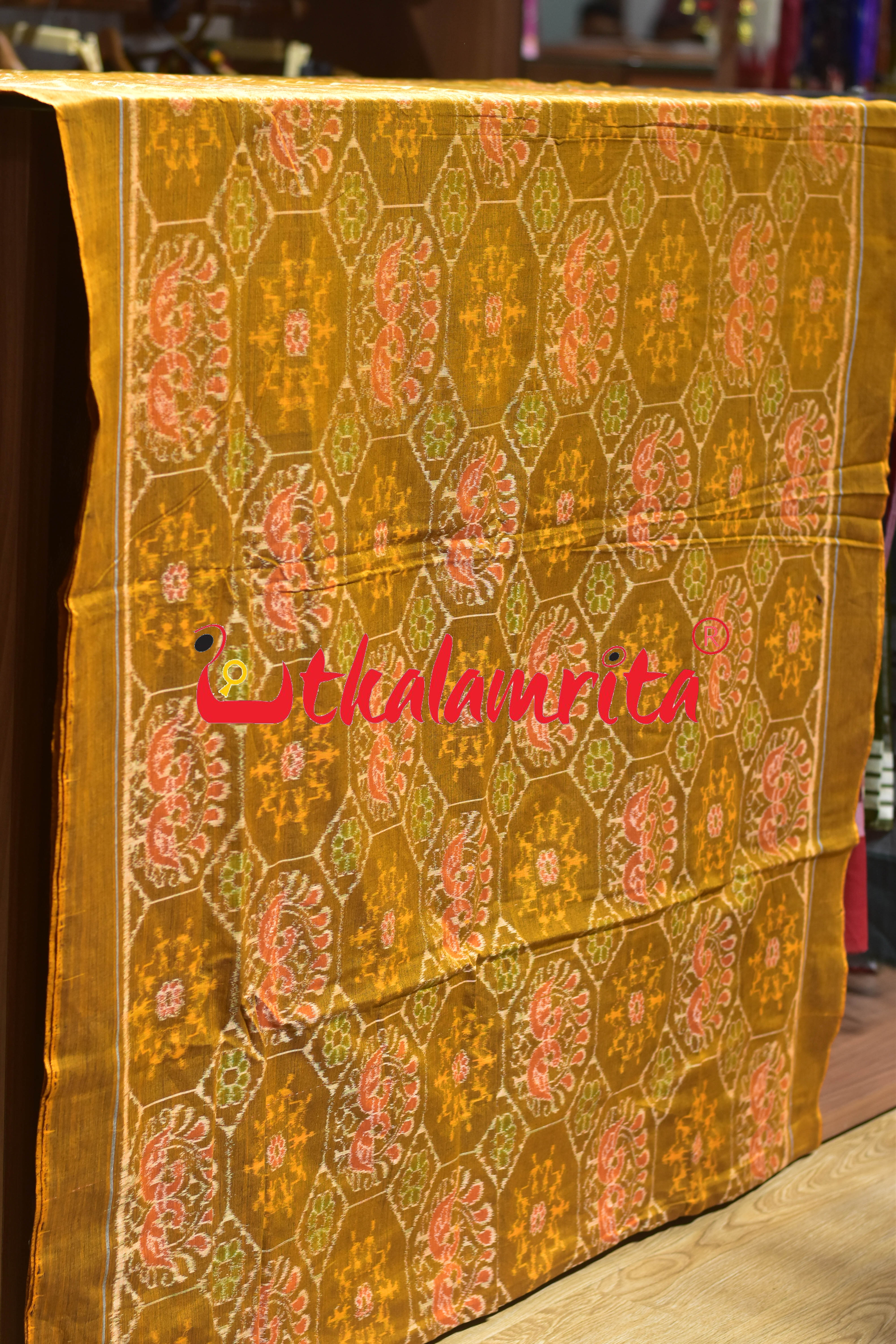 Mustard Tribals Peacock Kothi Sambalpuri Cotton (Fabric)