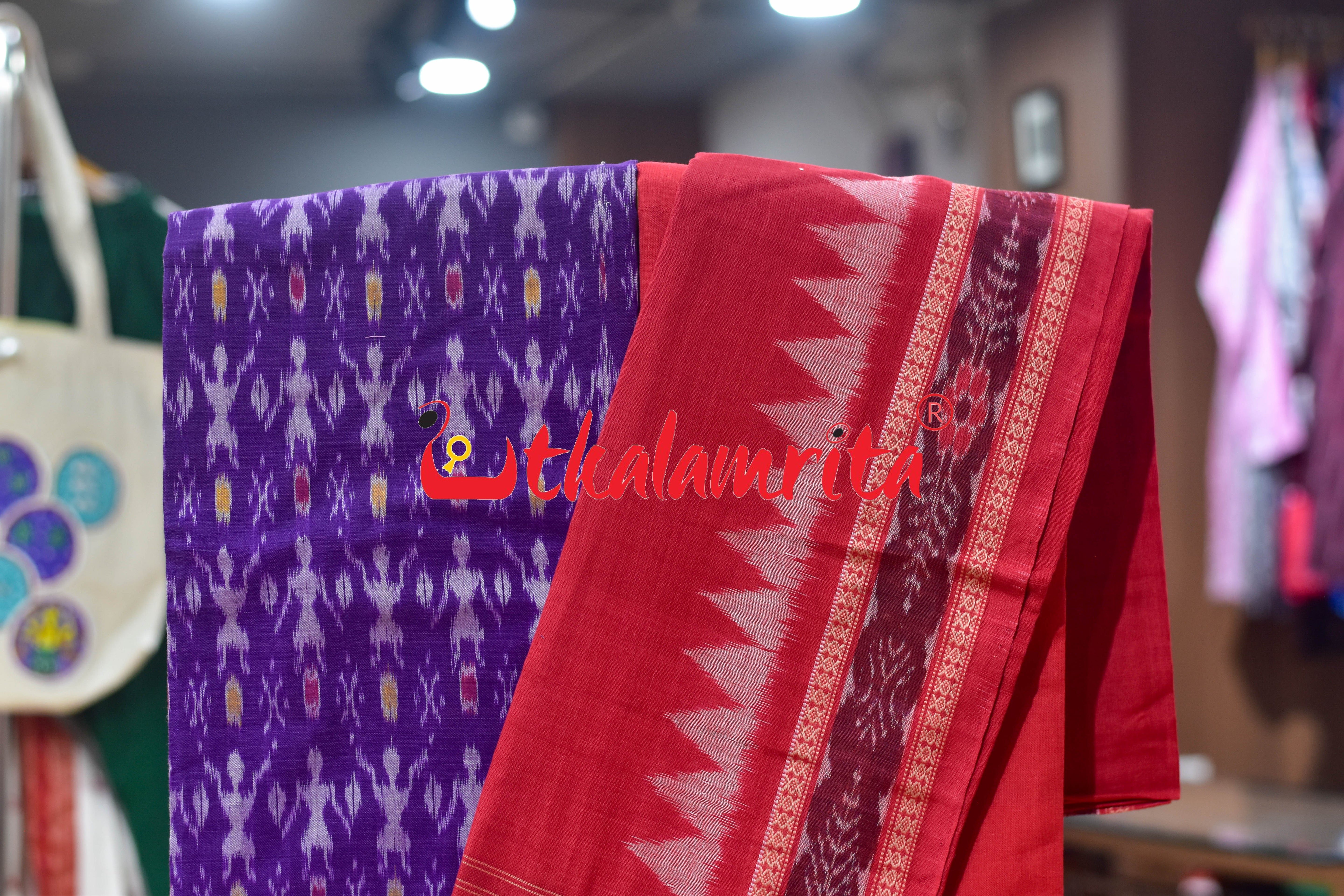 Violet Red Jodi Tribals Cotton Dress Set