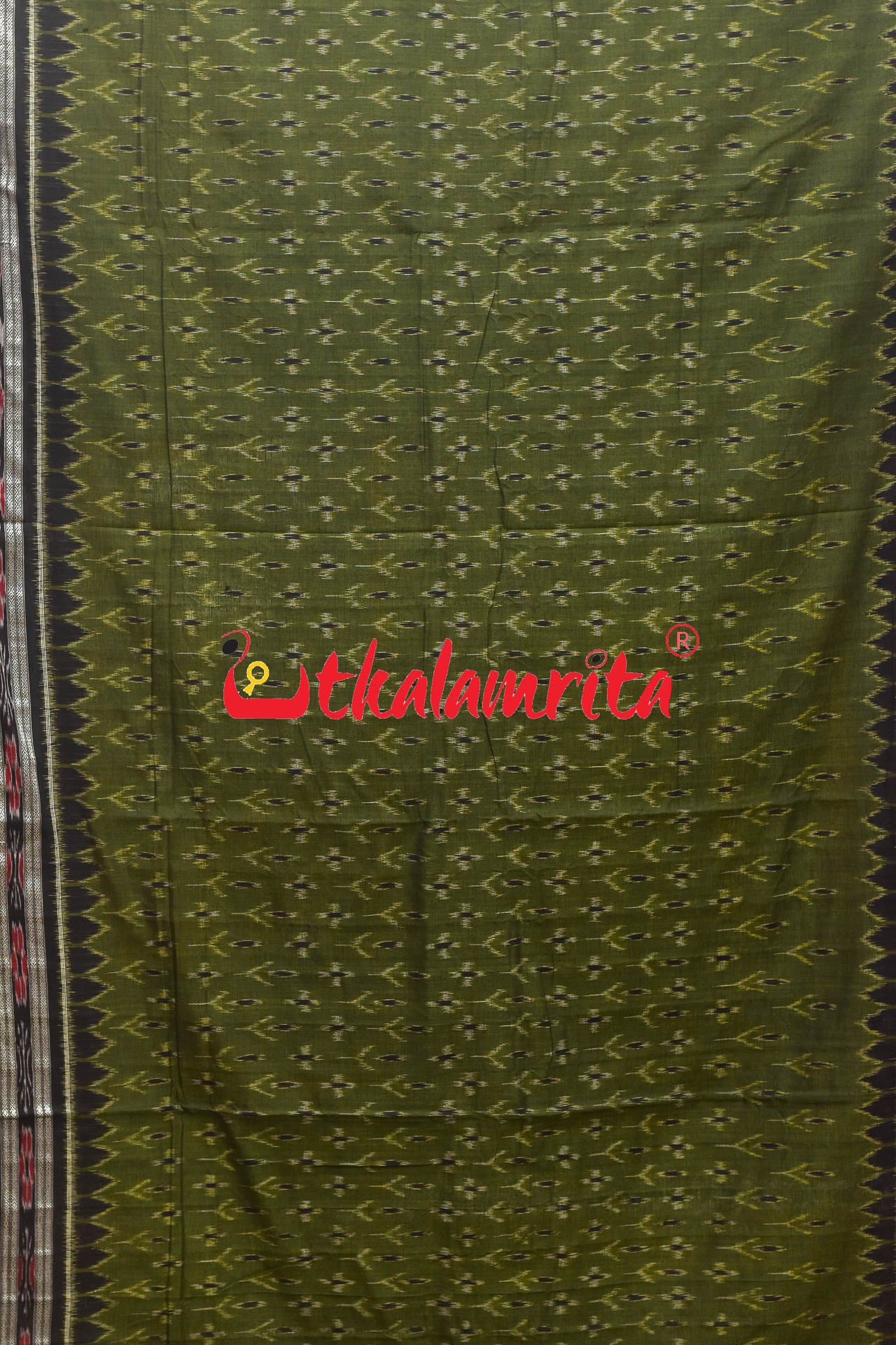 Olive Cloves Flowers Khandua Cotton Saree