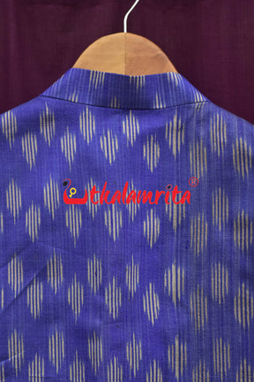 Blue Body Ikat Gopalpur Tussar (Modi Jacket)