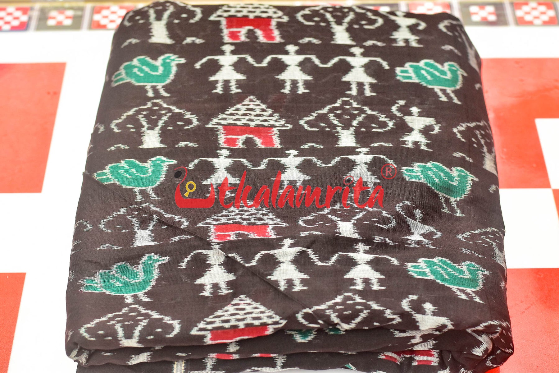 Black Tribals Standing Sambalpuri Cotton (Fabric)