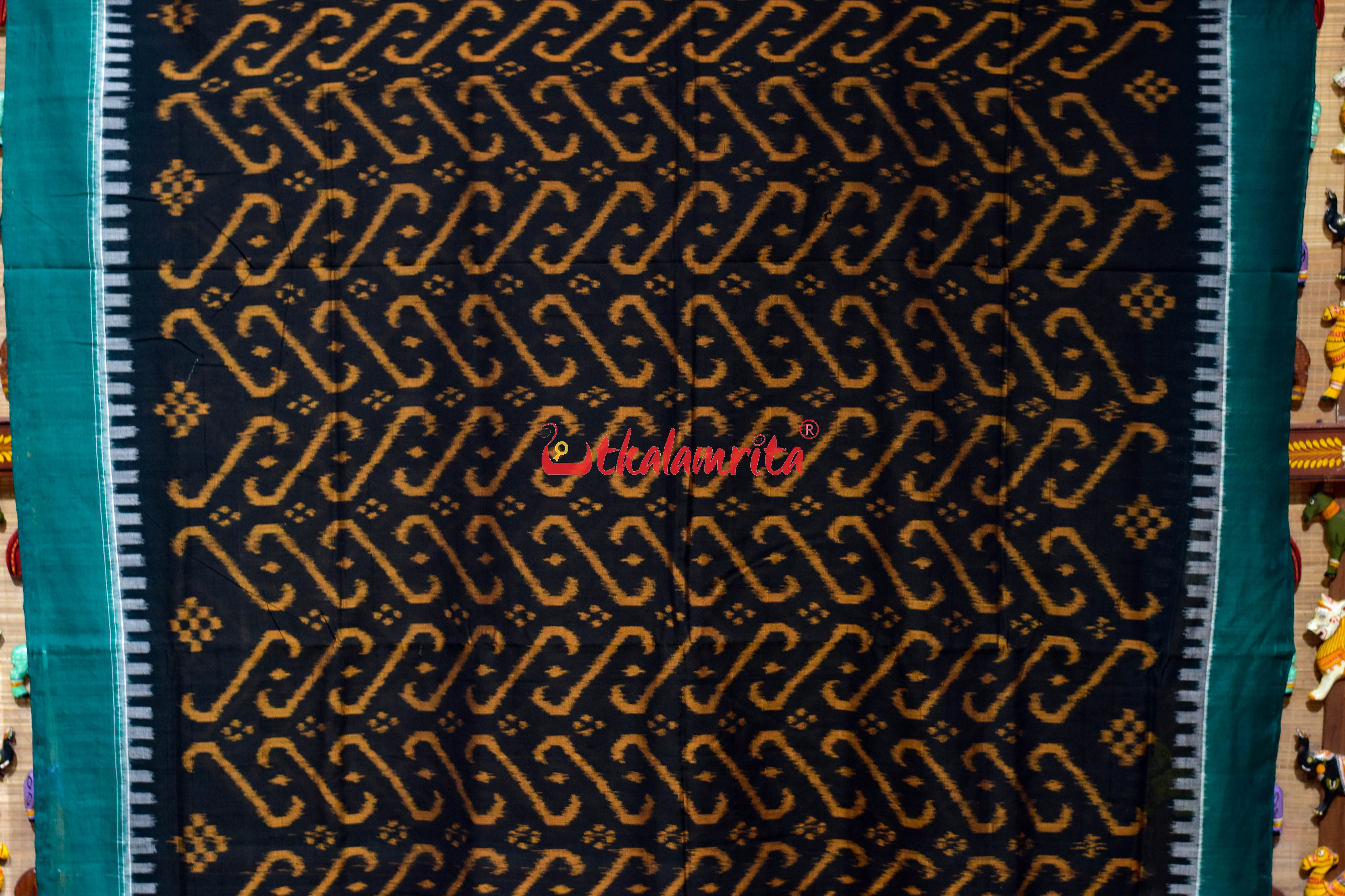 Black Golden Jhoti Sambalpuri Cotton Saree