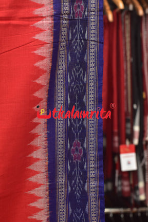 S Design Blue Red Sambalpuri Cotton Dress Set