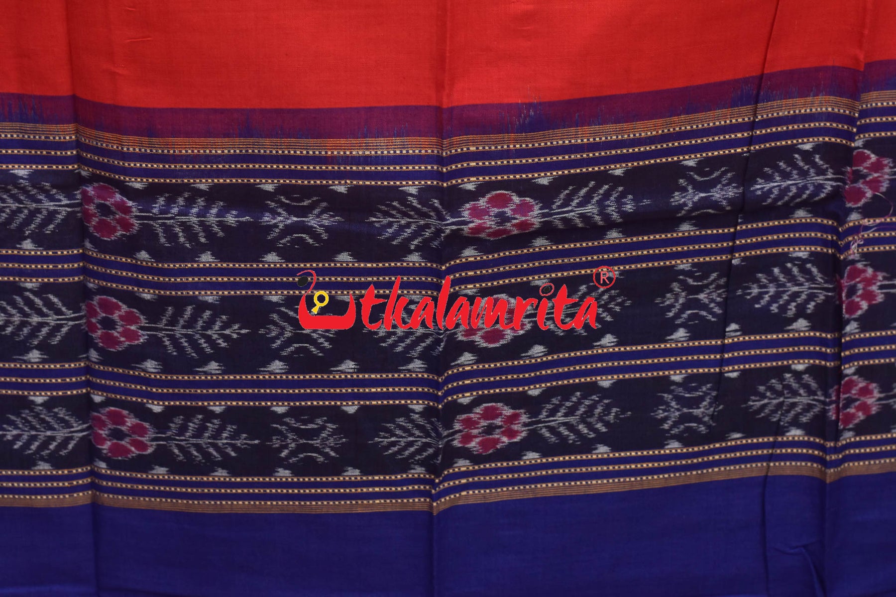 S Design Blue Red Sambalpuri Cotton Dress Set