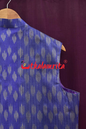 Blue Body Ikat Gopalpur Tussar (Modi Jacket)