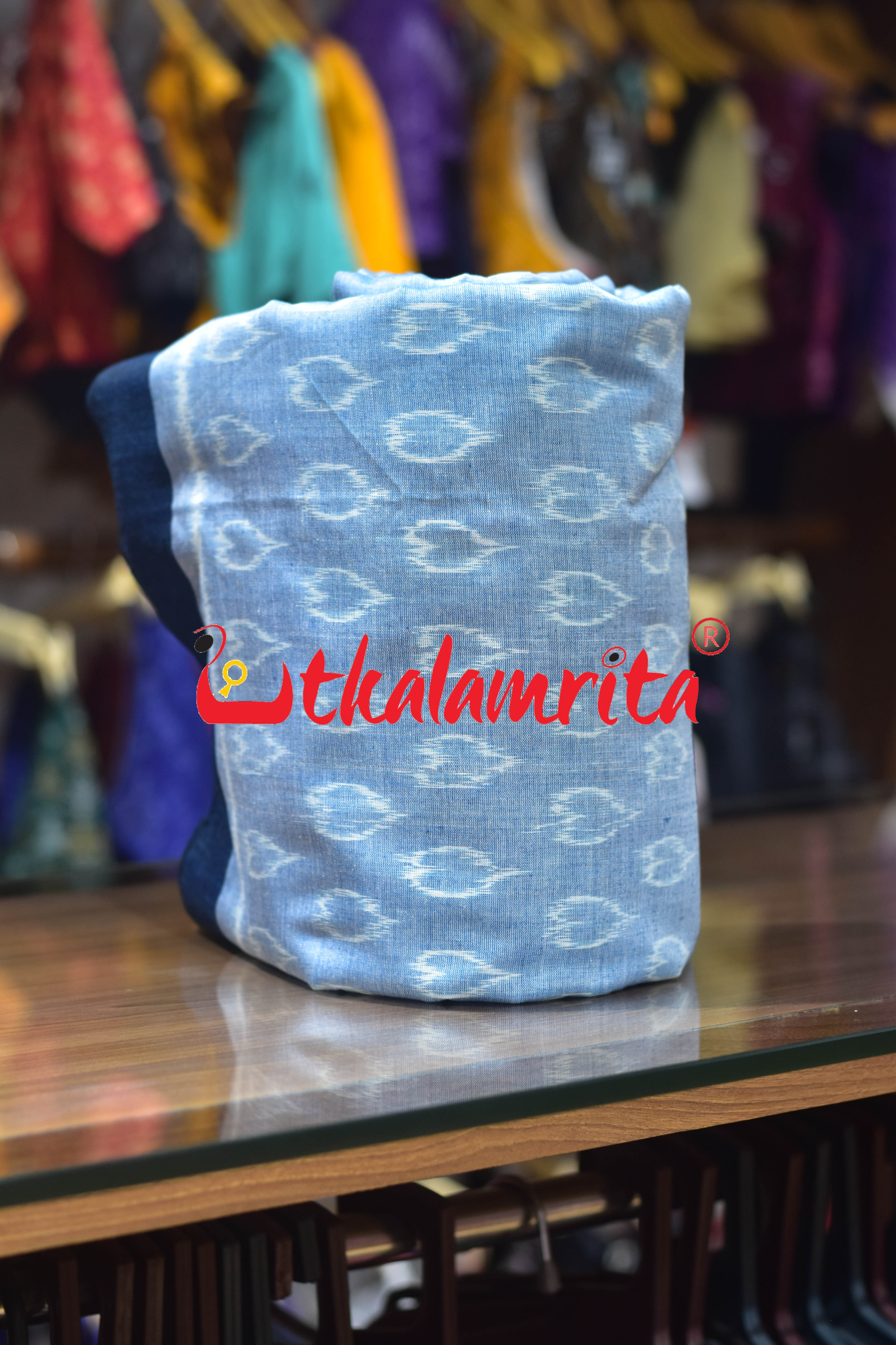 Blue Hearts Single Ikat Cotton (Fabric)