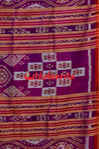 Blue Body Lotus Double Anchal Khandua Silk Saree
