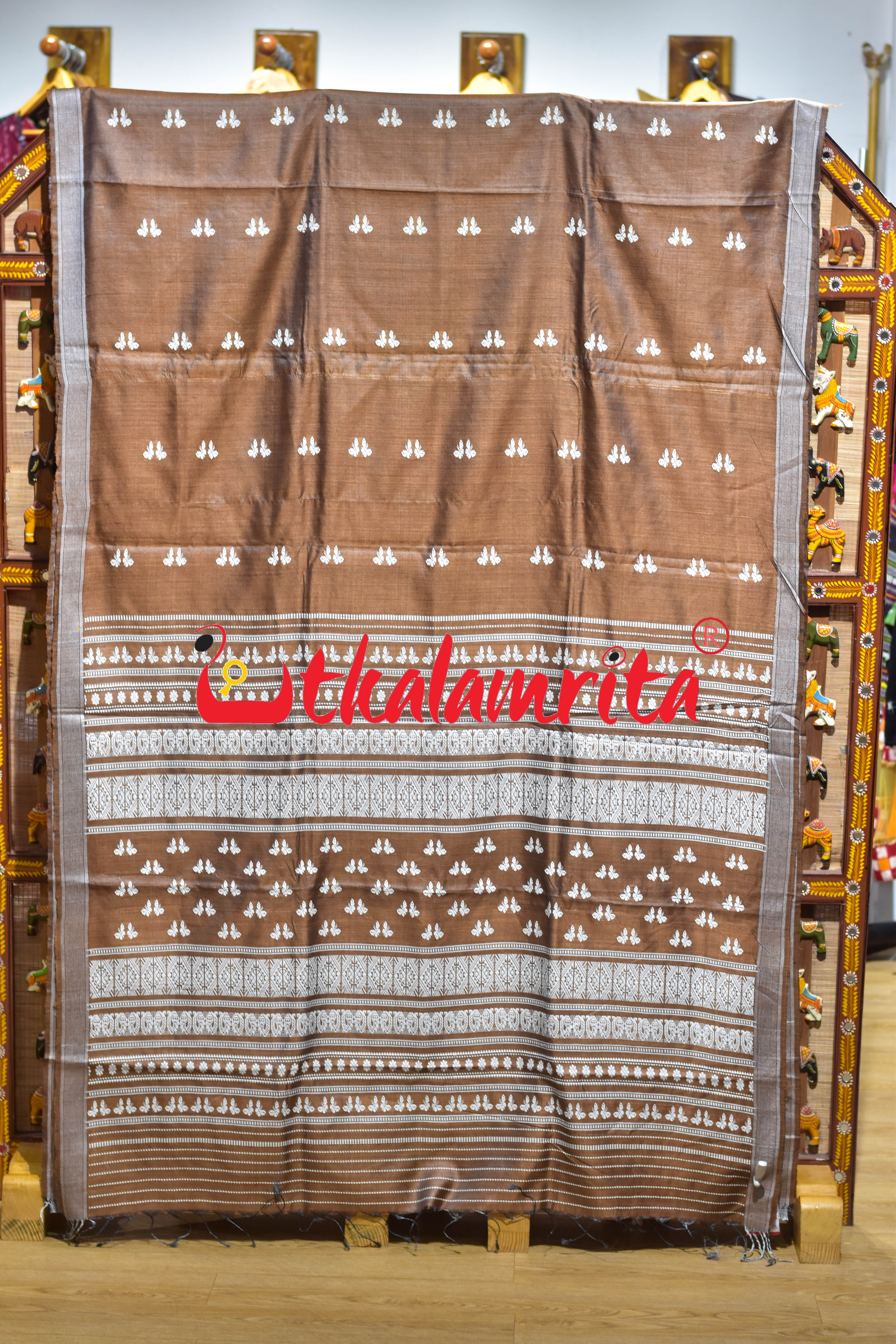 Rust Brown Body Butterfly Gopalpur Tussar Silk Saree