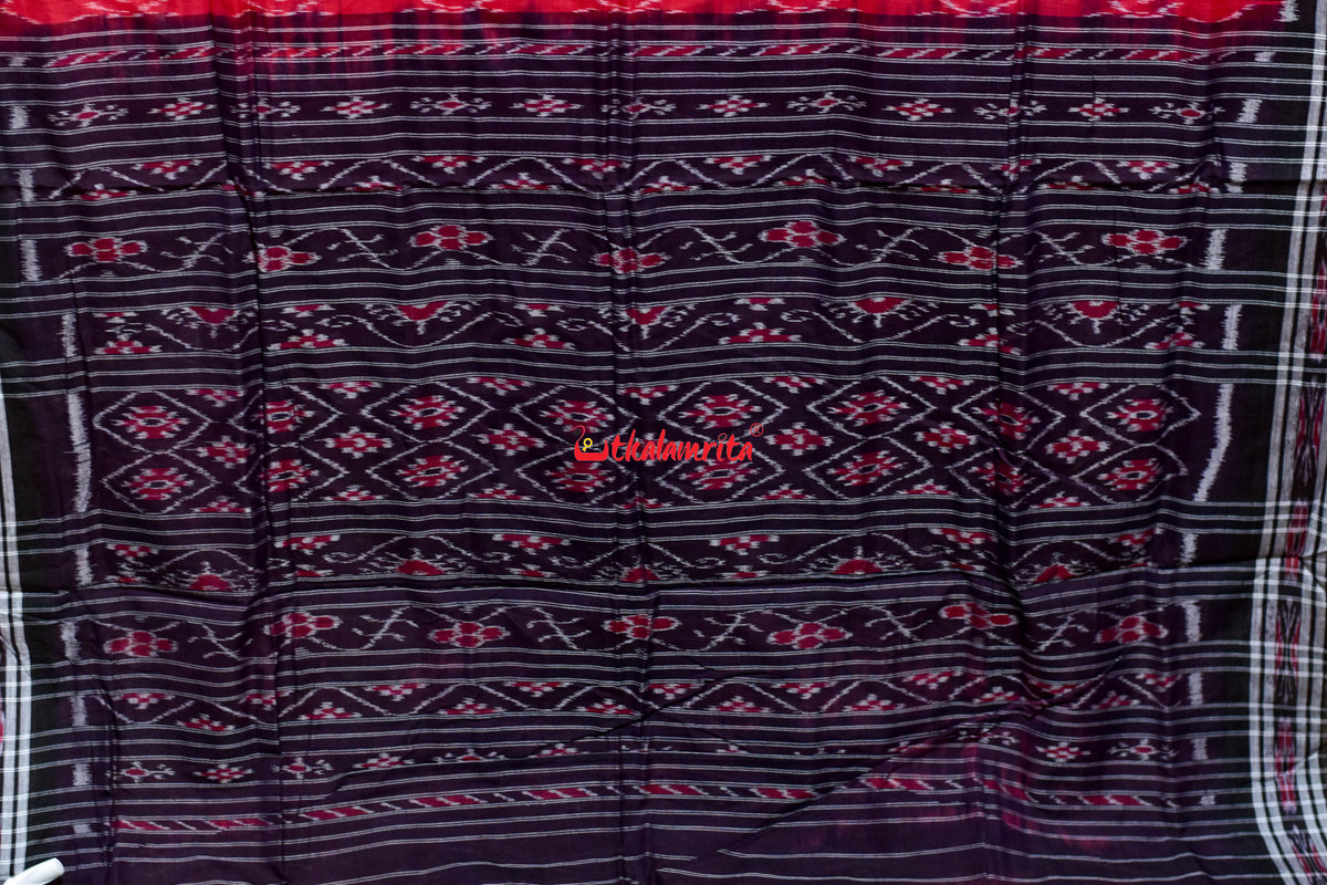 Red Black Damru Pasapali Khandua Cotton Saree