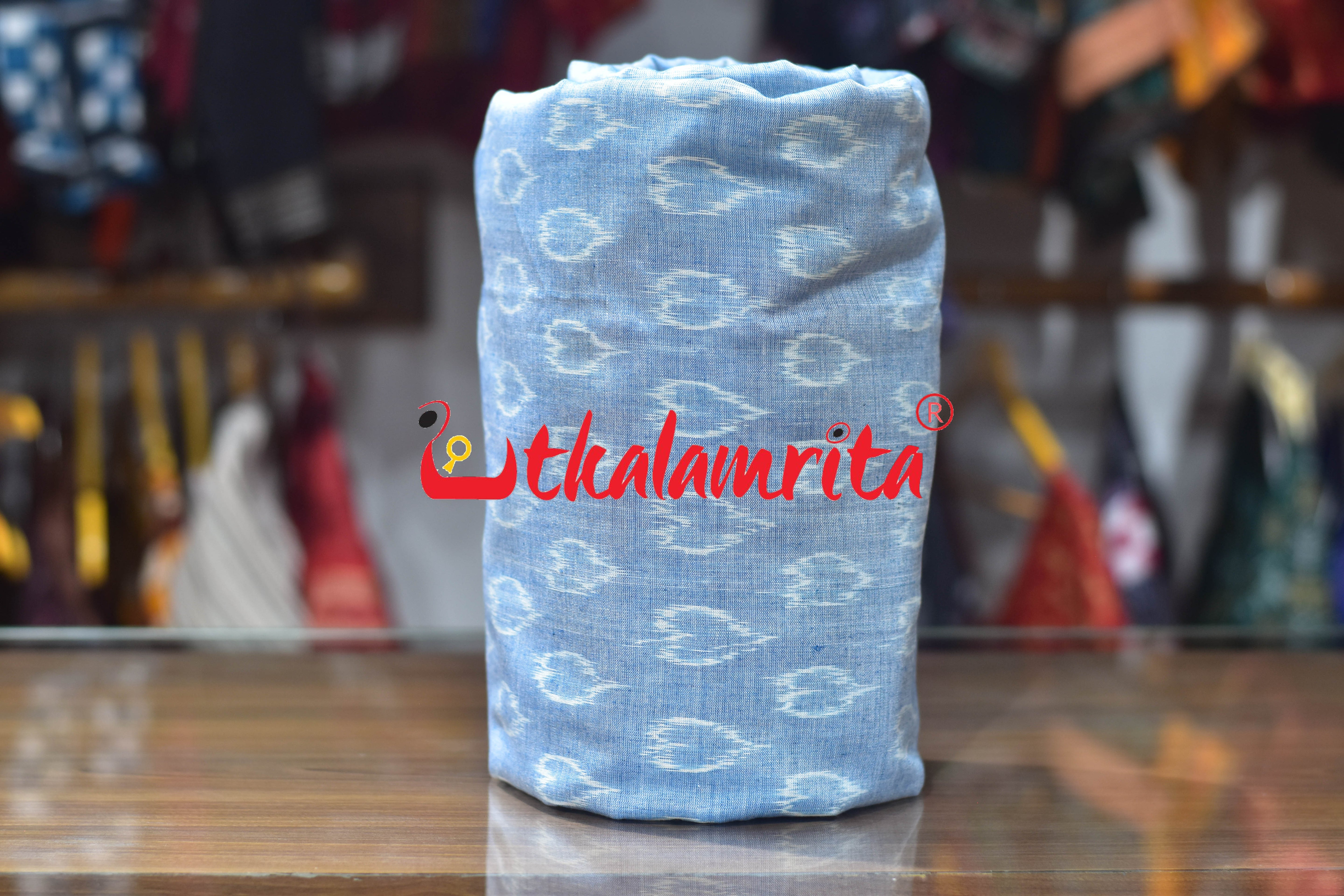 Blue Hearts Single Ikat Cotton (Fabric)