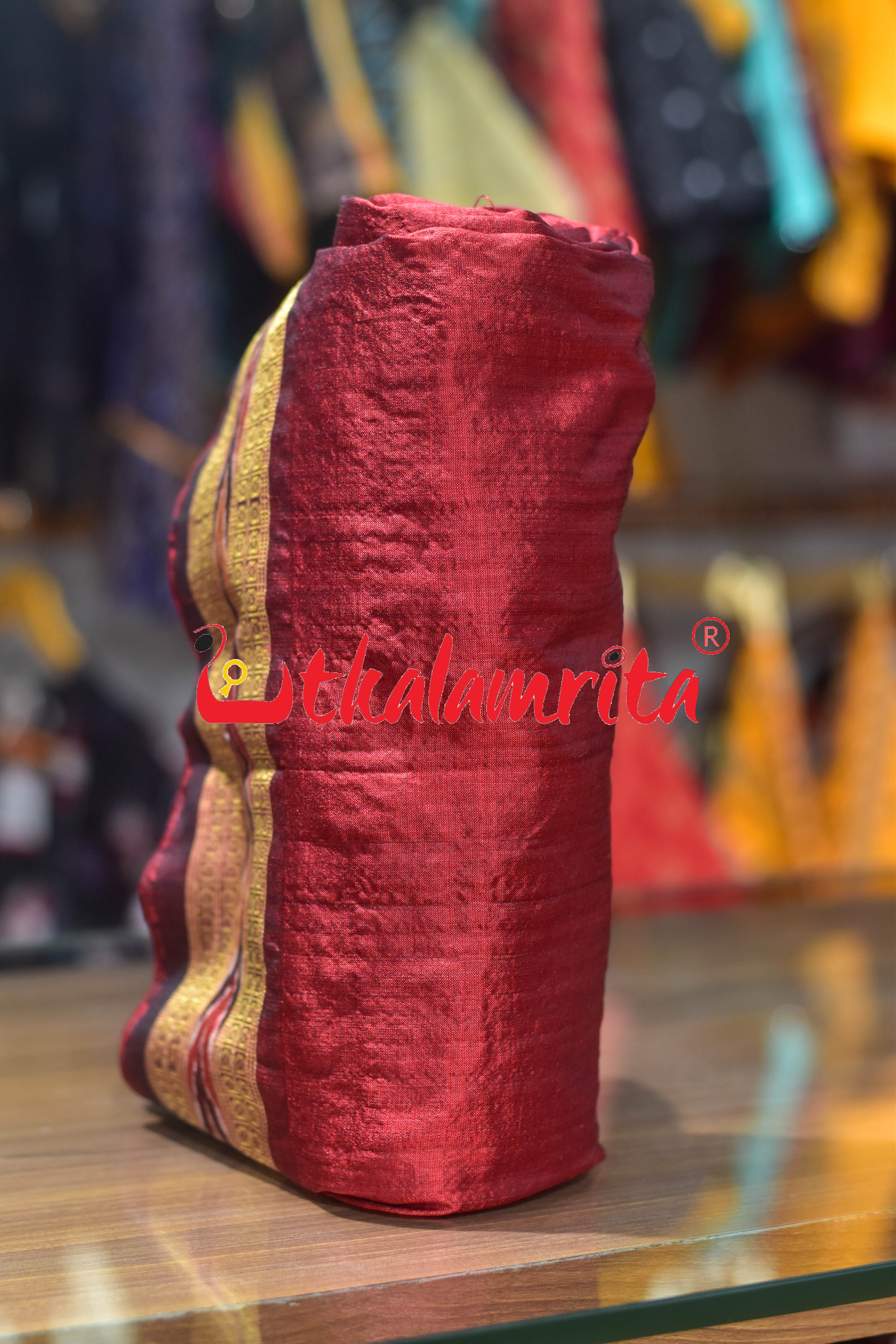 Maroon Arrows Bandha Silk (Fabric)