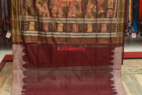 Half Tissue Lavender Sambalpuri Phoda Kumbha Silk Saree