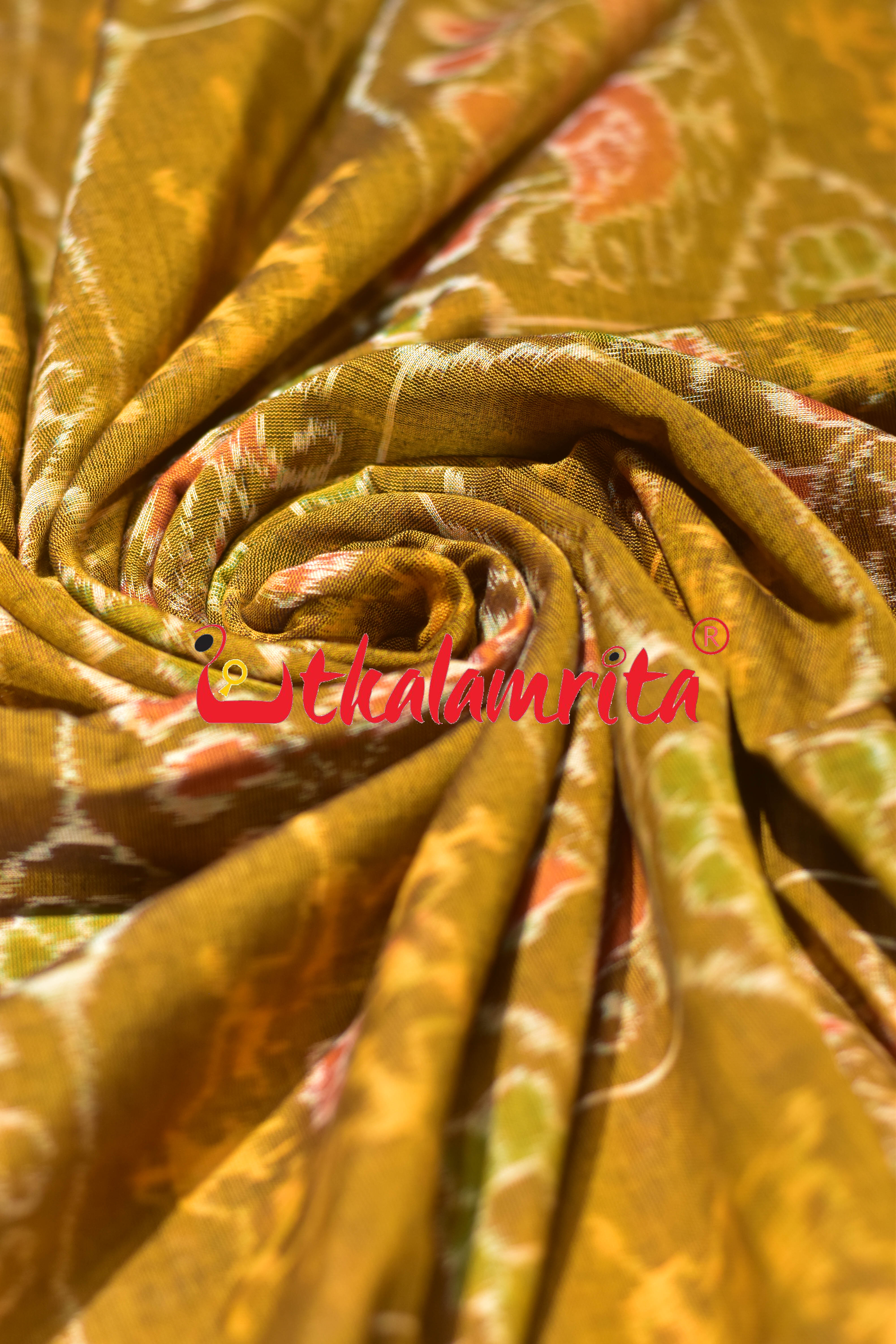 Mustard Tribals Peacock Kothi Sambalpuri Cotton (Fabric)