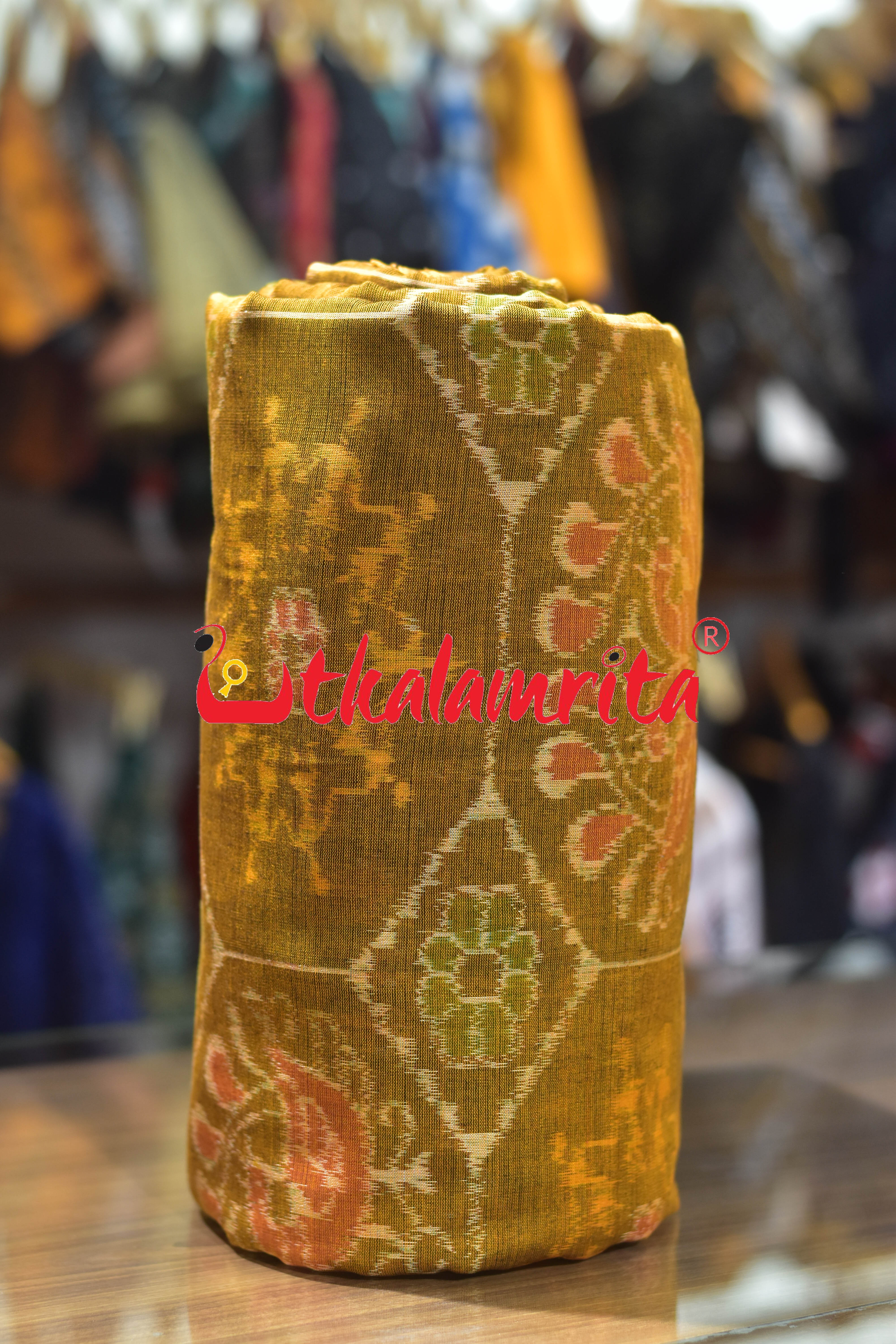 Mustard Tribals Peacock Kothi Sambalpuri Cotton (Fabric)