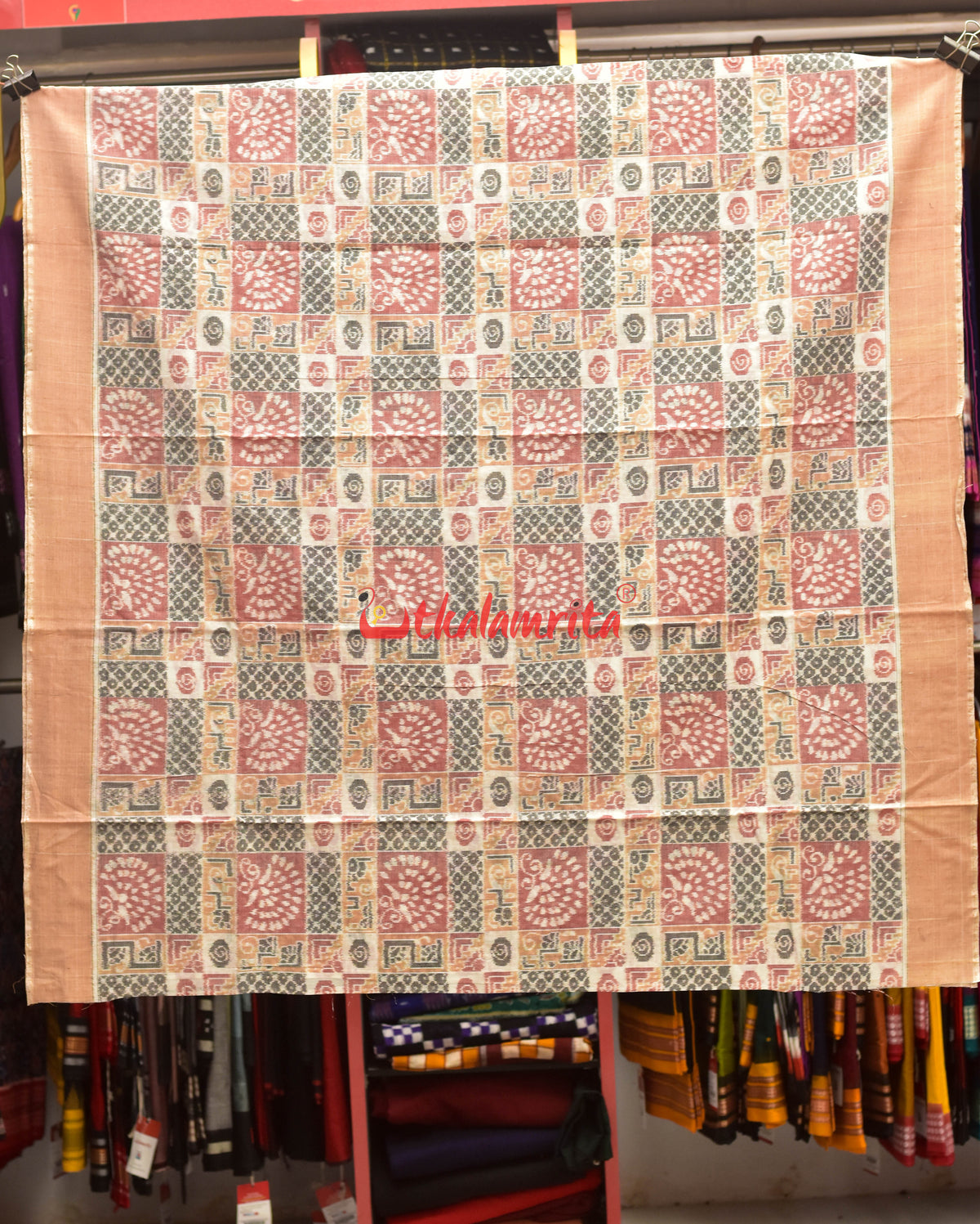 Red Grey Bandha Sambalpuri Dress Set