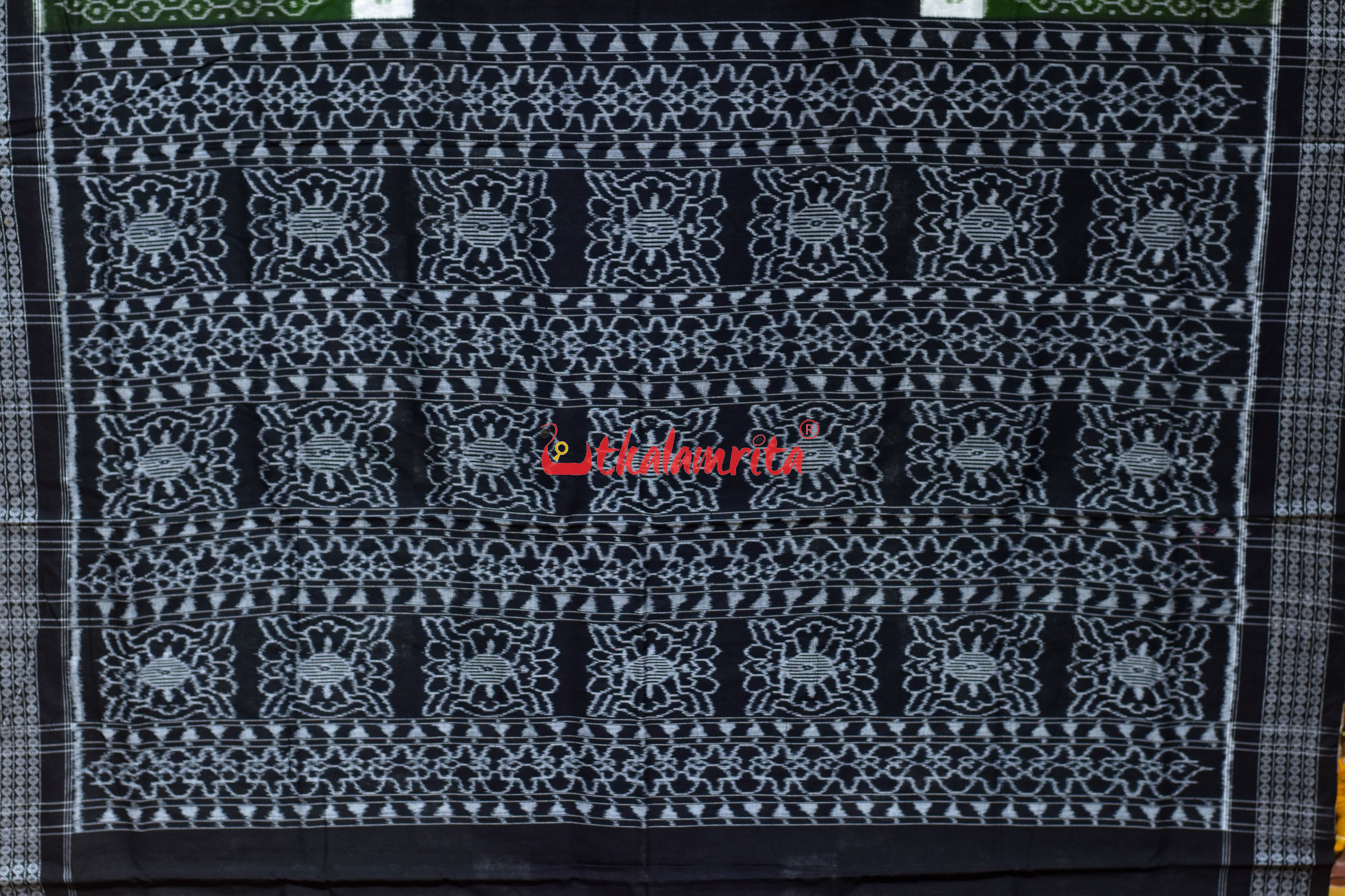 Black Olive Flower Pasapali Sambalpuri Cotton Saree