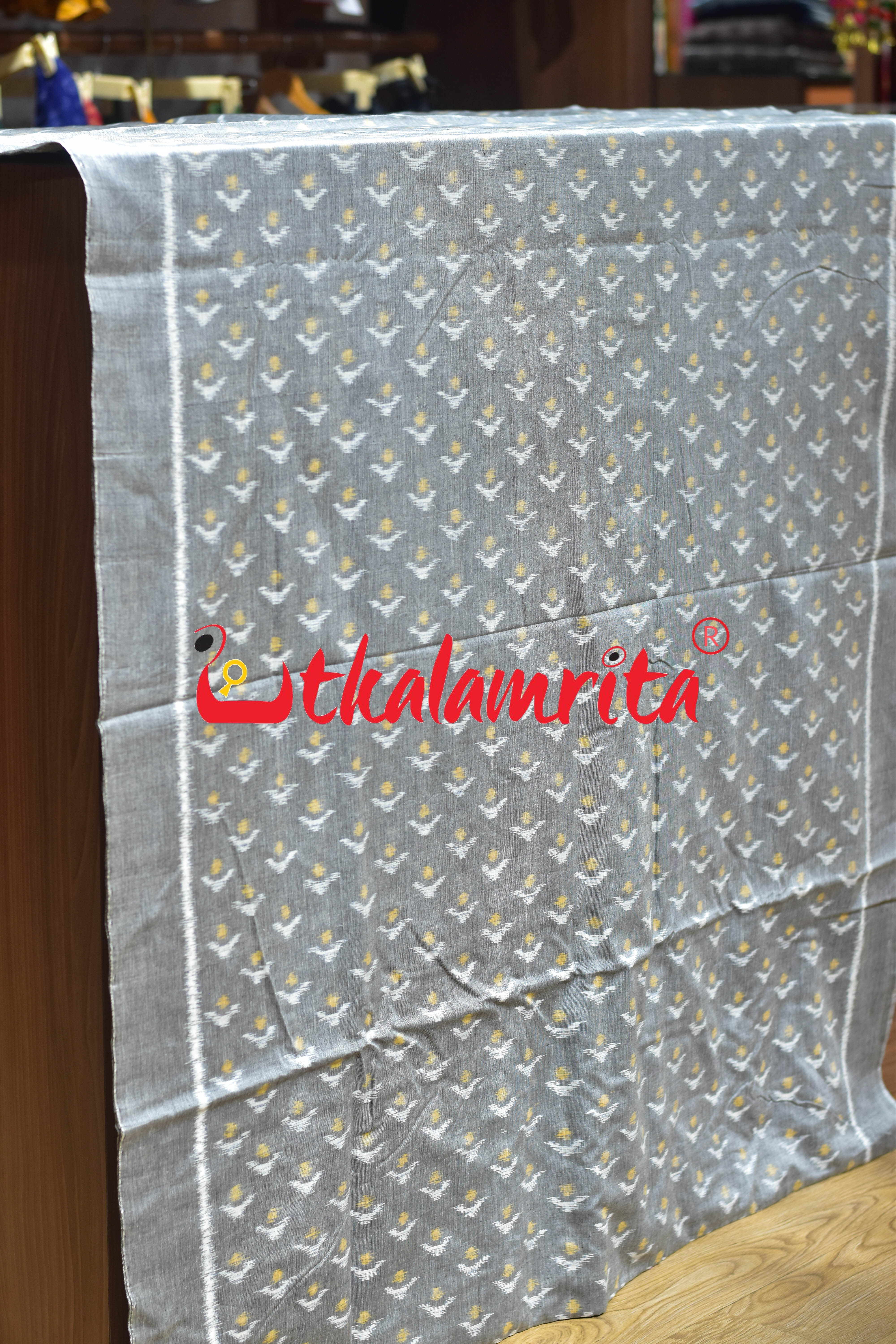 Grey Yellow Chandrika Ikat Cotton (Fabric)