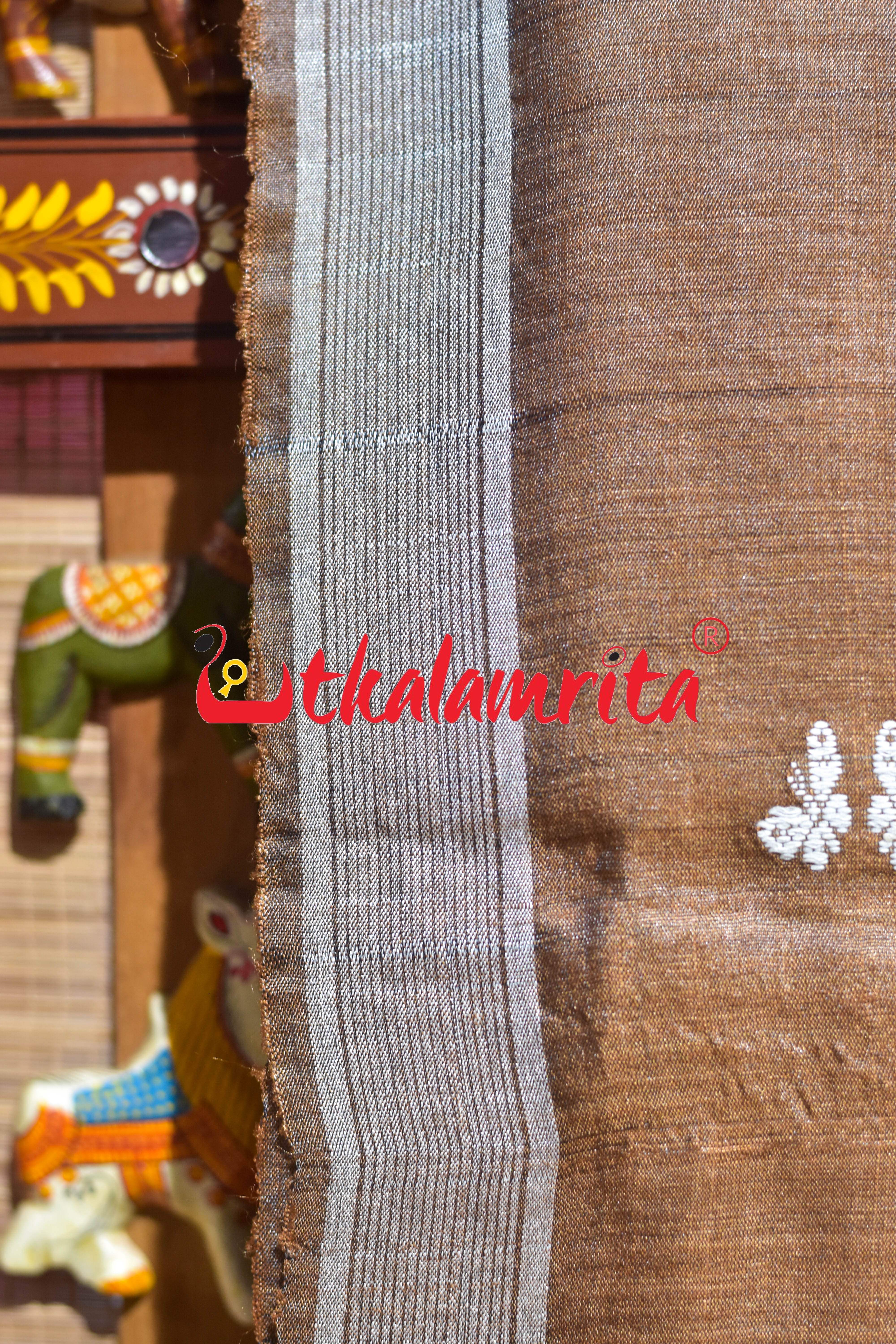 Rust Brown Body Butterfly Gopalpur Tussar Silk Saree