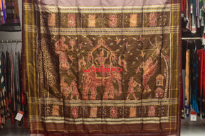 Half Tissue Lavender Sambalpuri Phoda Kumbha Silk Saree