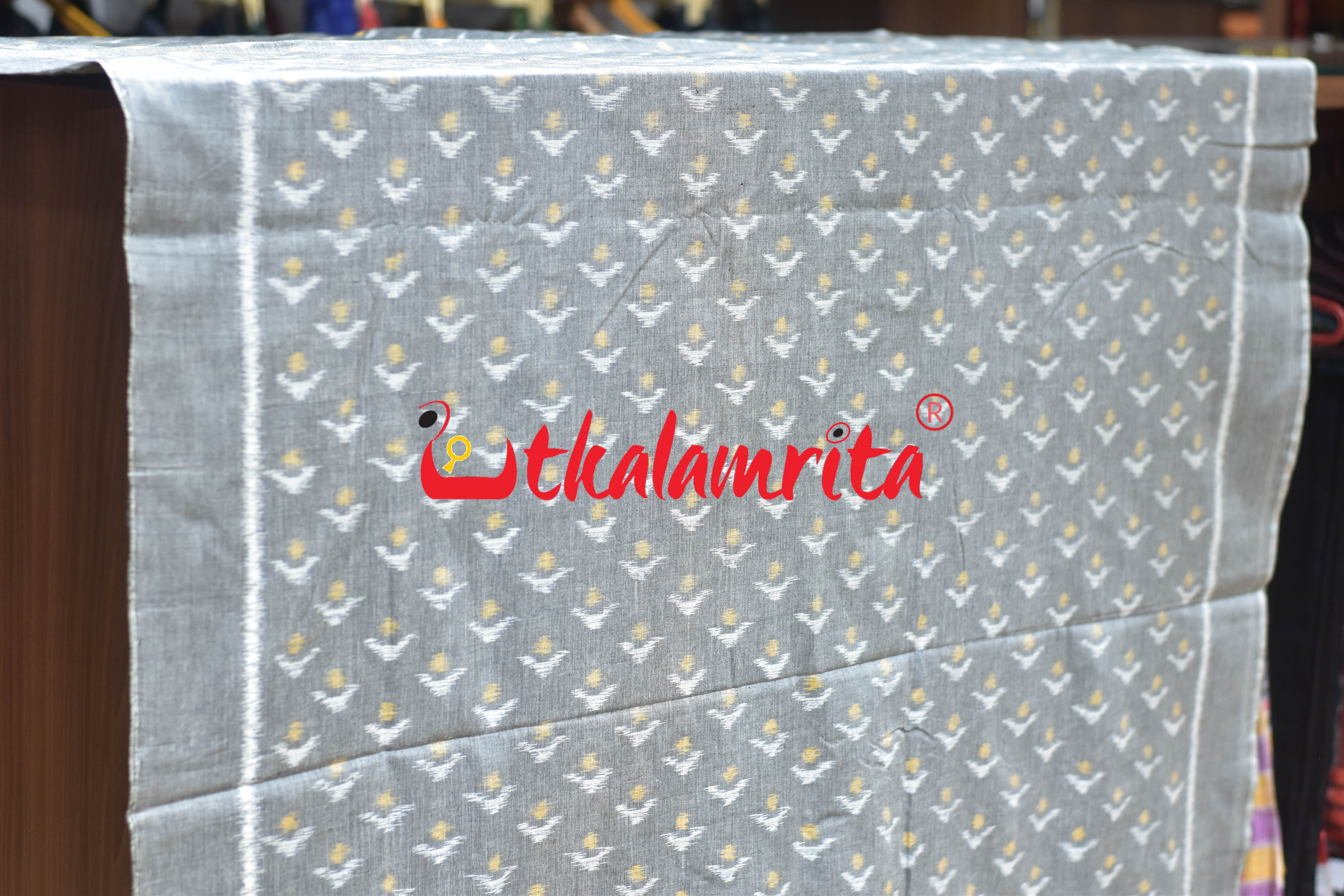 Grey Yellow Chandrika Ikat Cotton (Fabric)
