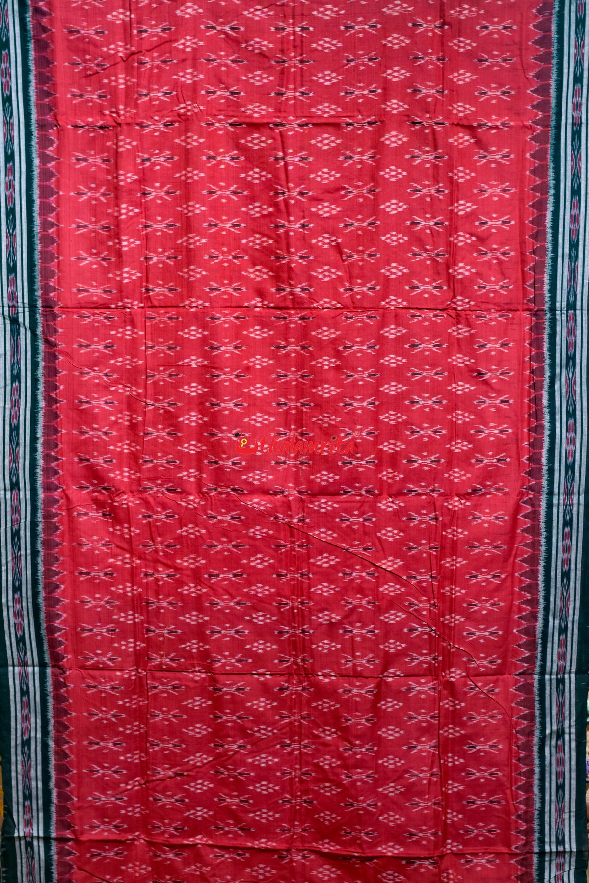 Red Black Damru Pasapali Khandua Cotton Saree