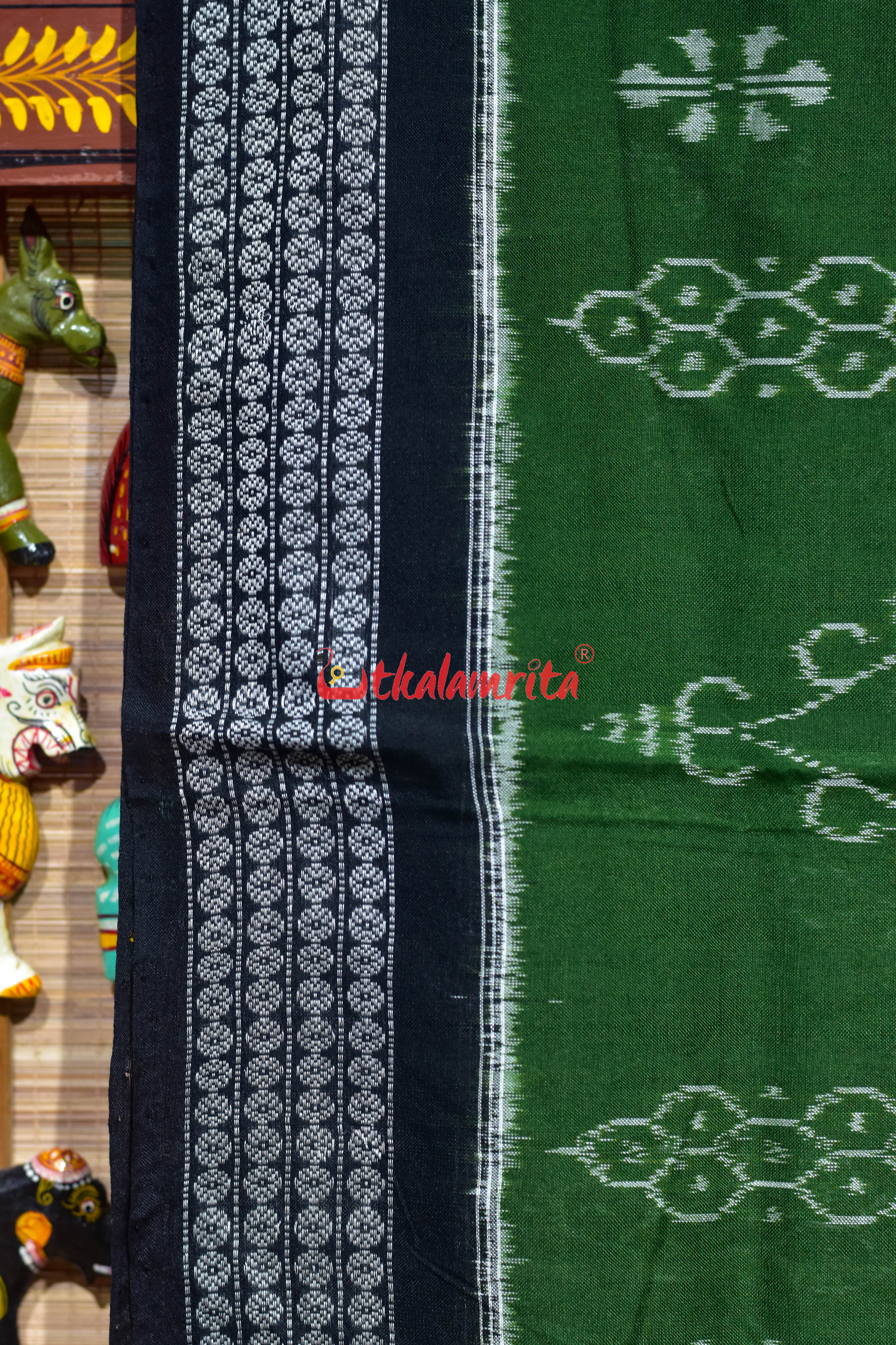Black Olive Flower Pasapali Sambalpuri Cotton Saree
