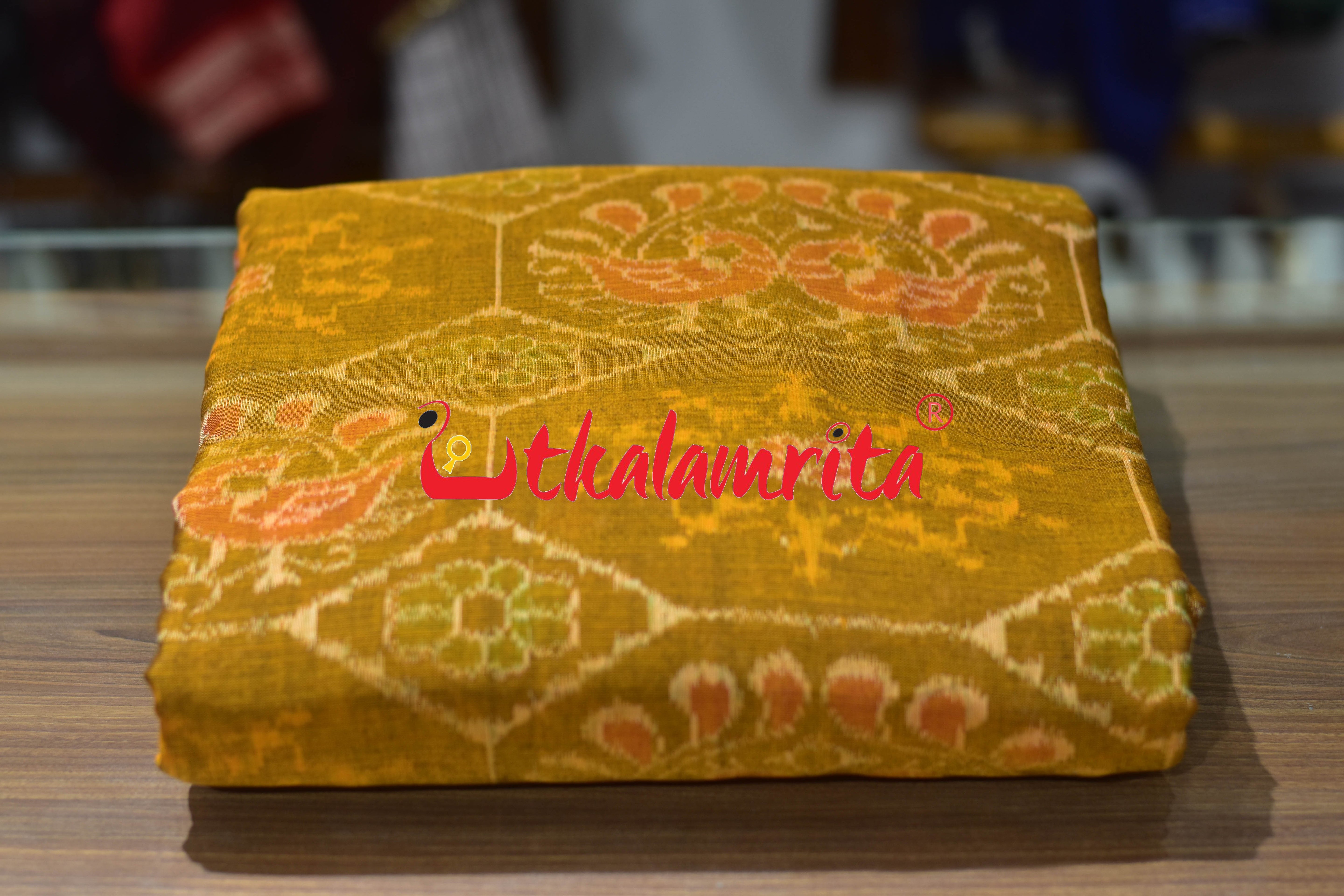Mustard Tribals Peacock Kothi Sambalpuri Cotton (Fabric)