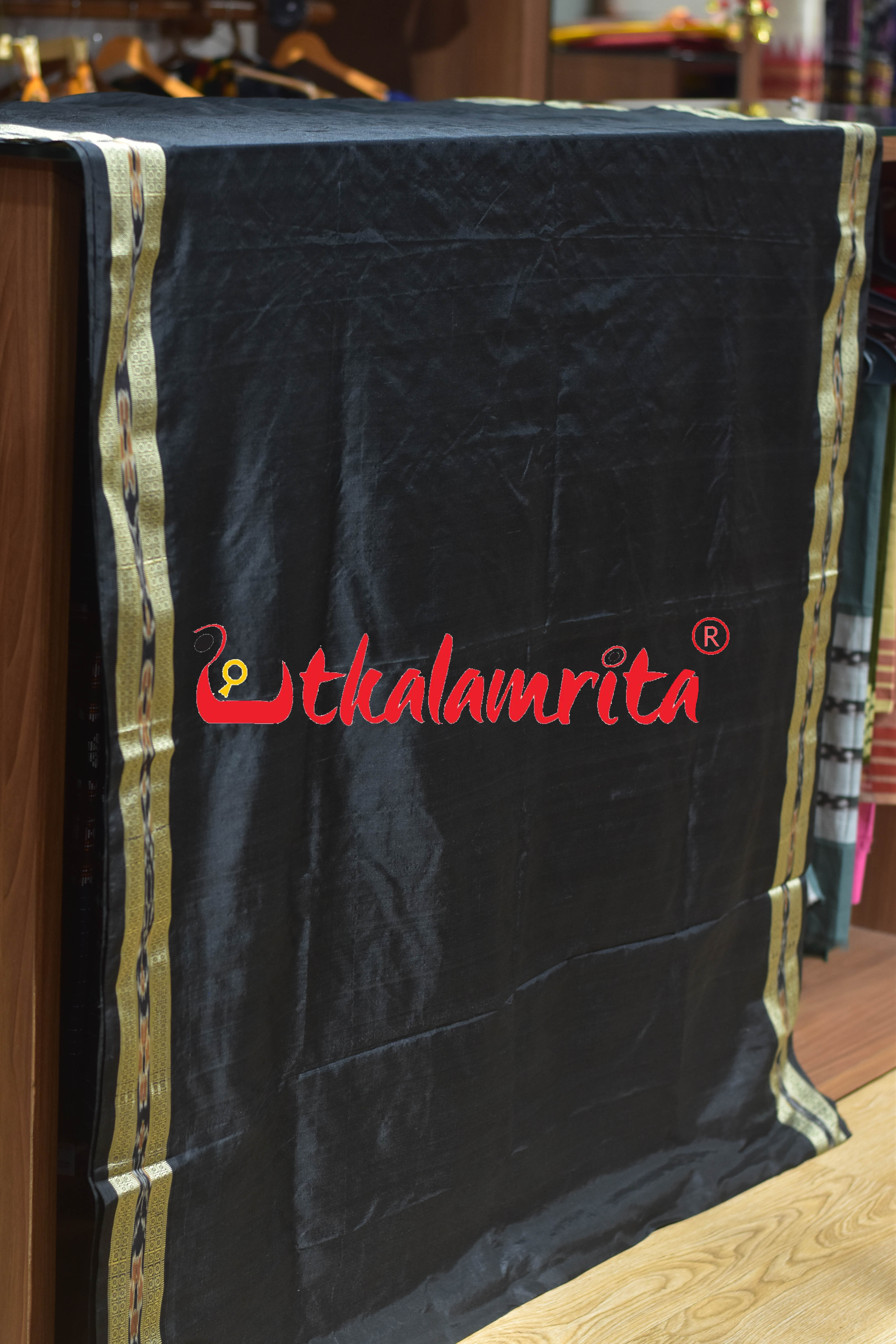 Black Phula Bandha Silk (Fabric)
