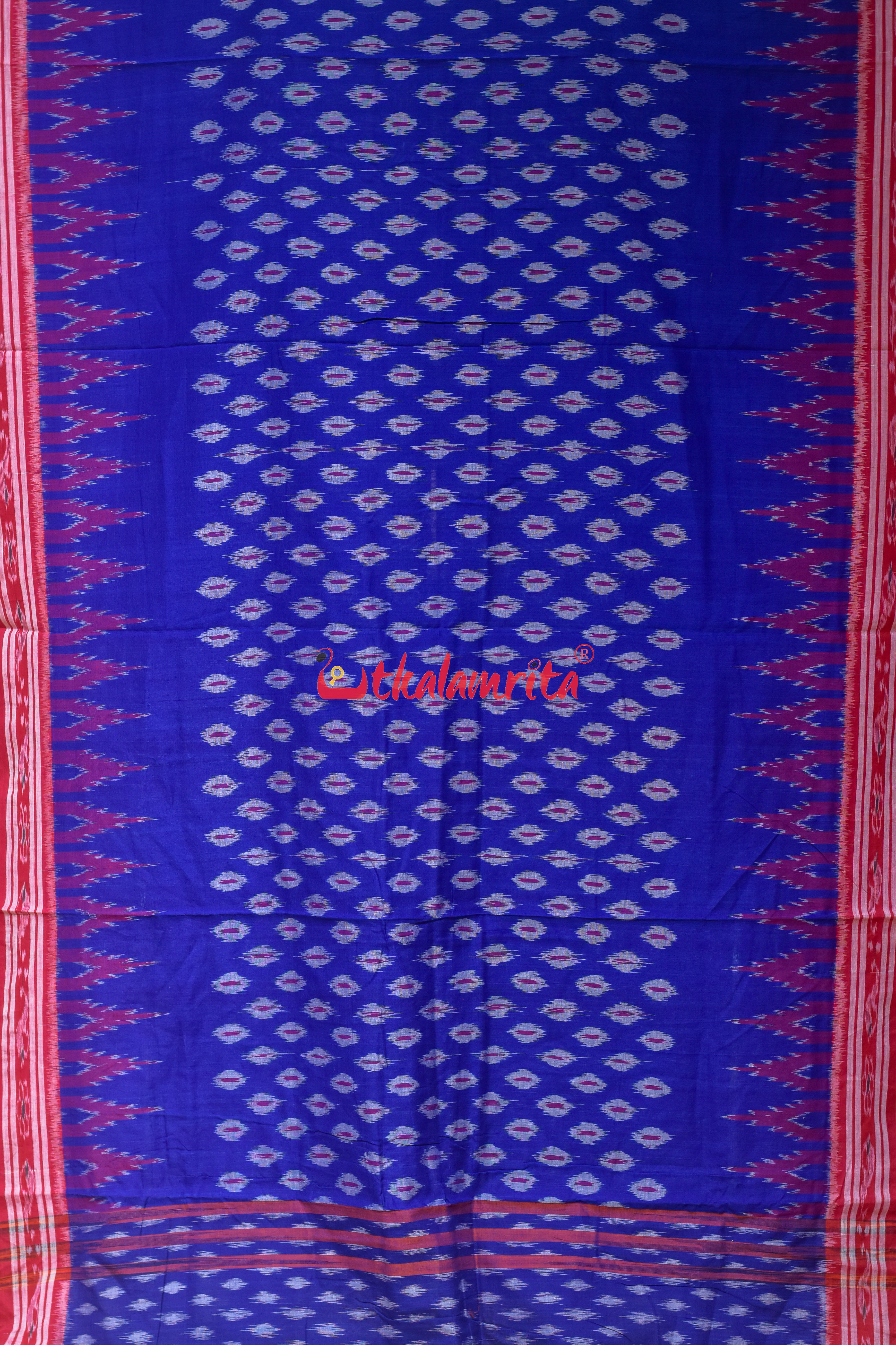 Blue Body Dots Khandua Cotton Saree