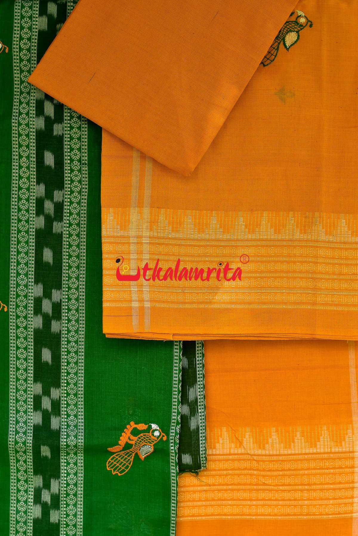 Green Yellow Mayura Bomkai Dress Set