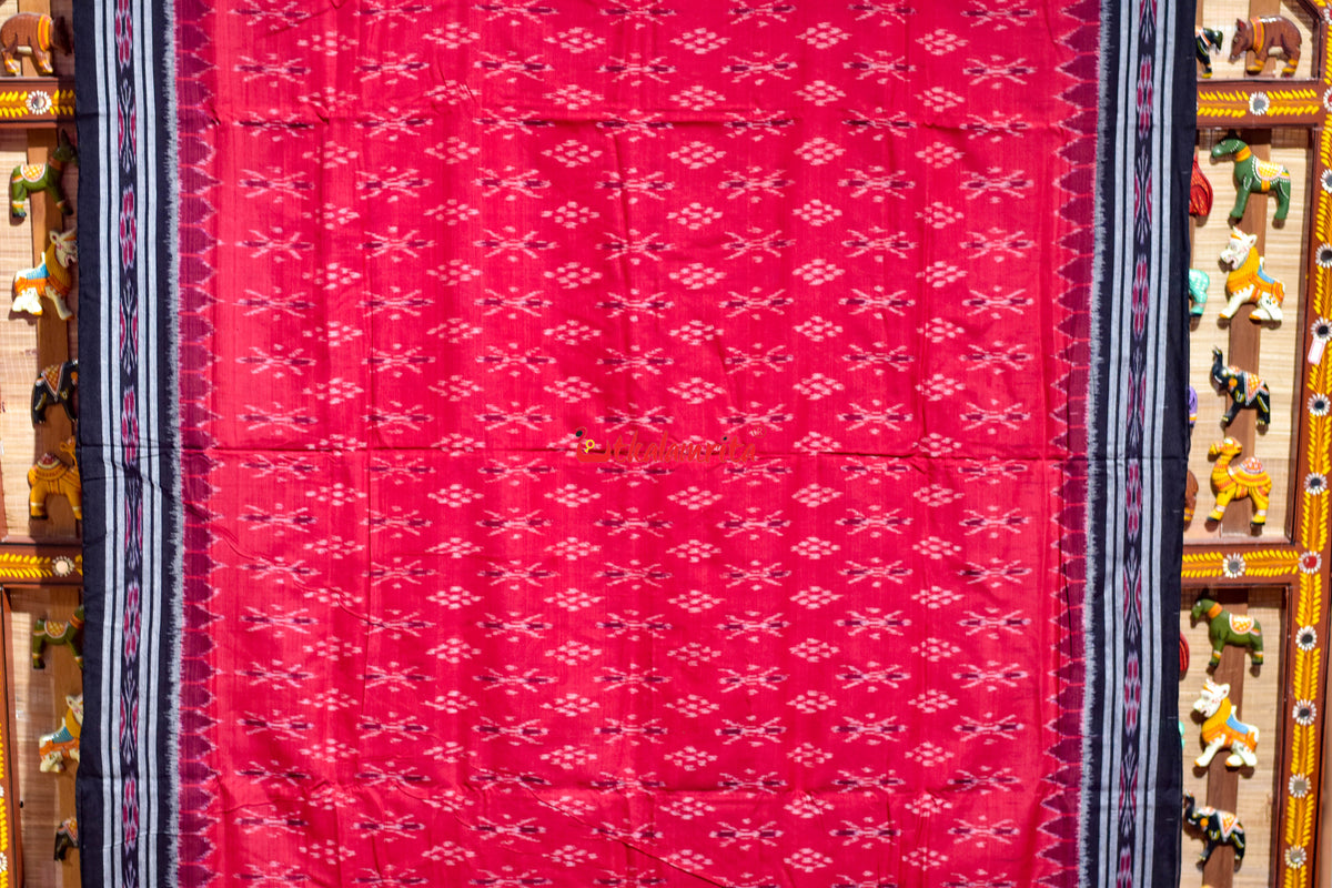 Red Black Damru Pasapali Khandua Cotton Saree