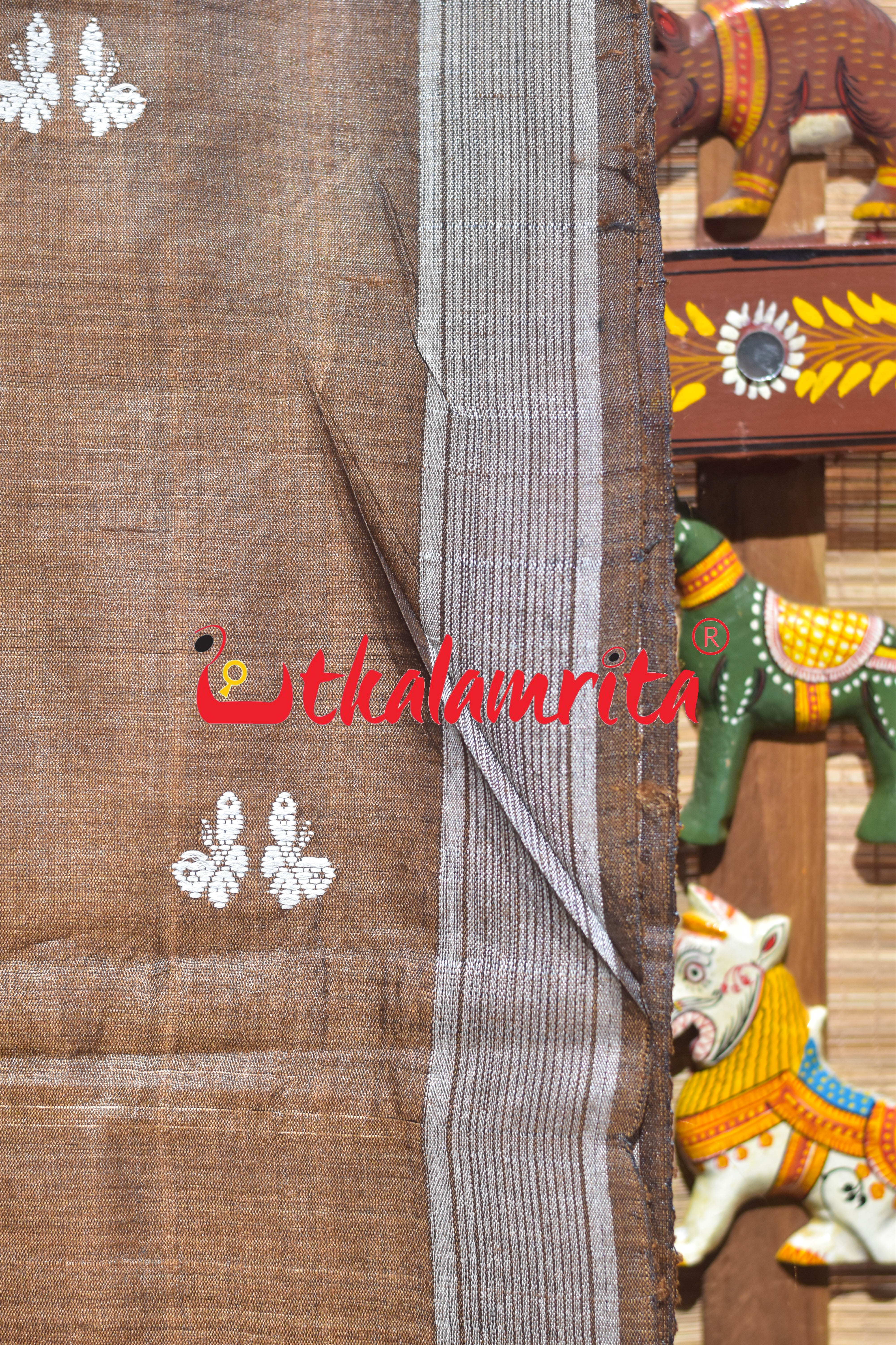 Rust Brown Body Butterfly Gopalpur Tussar Silk Saree