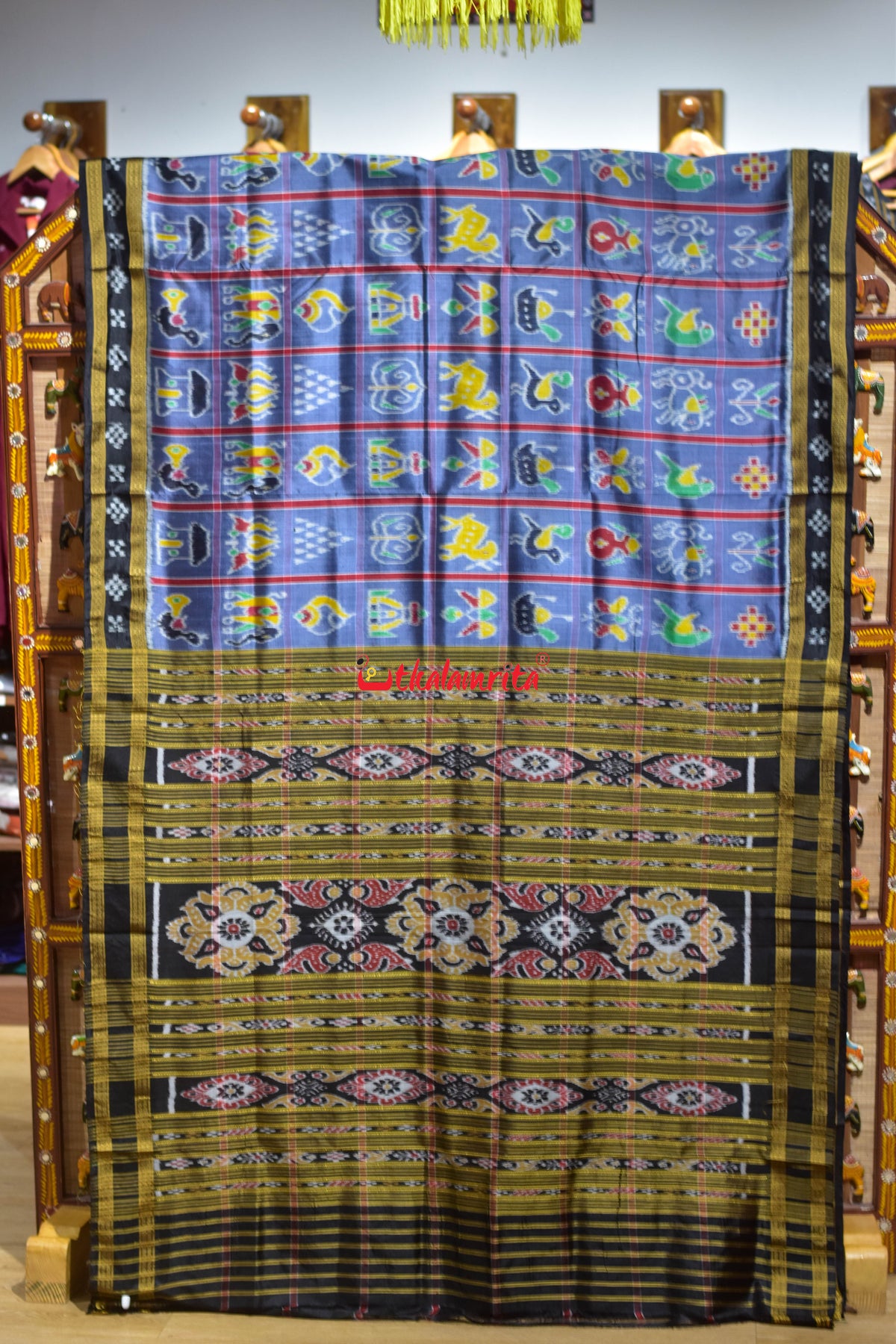 Grey Border Pasapali Nabakothi Khandua Silk Saree