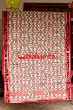 White Computer Border Bandha Khandua Cotton Saree