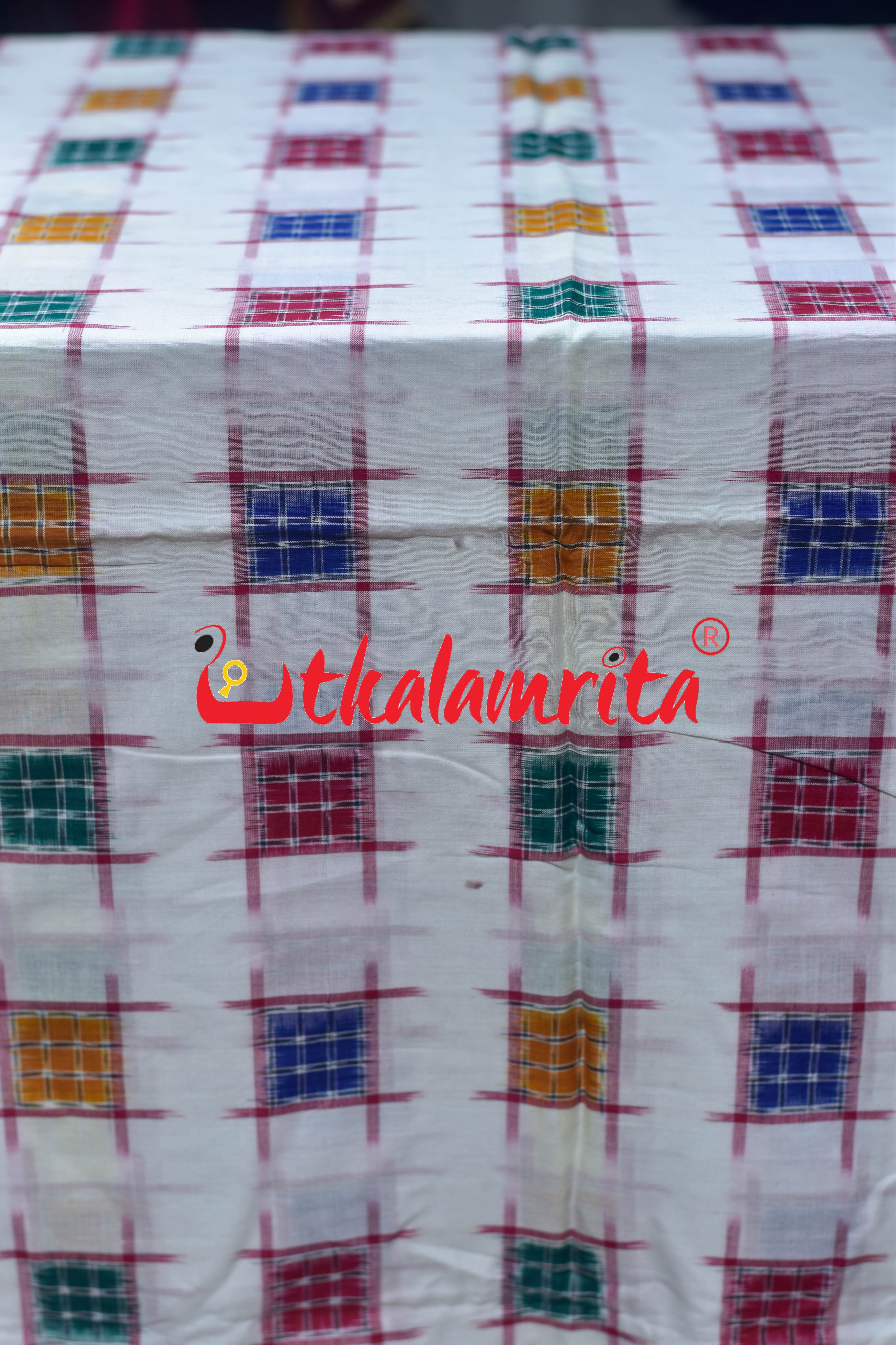 Plain White Small Aswini Sambalpuri Cotton (Fabric)