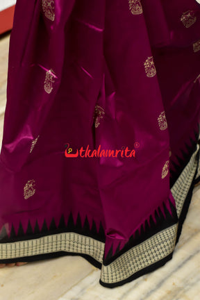 Magenta Black Boita Bomkai Silk Saree