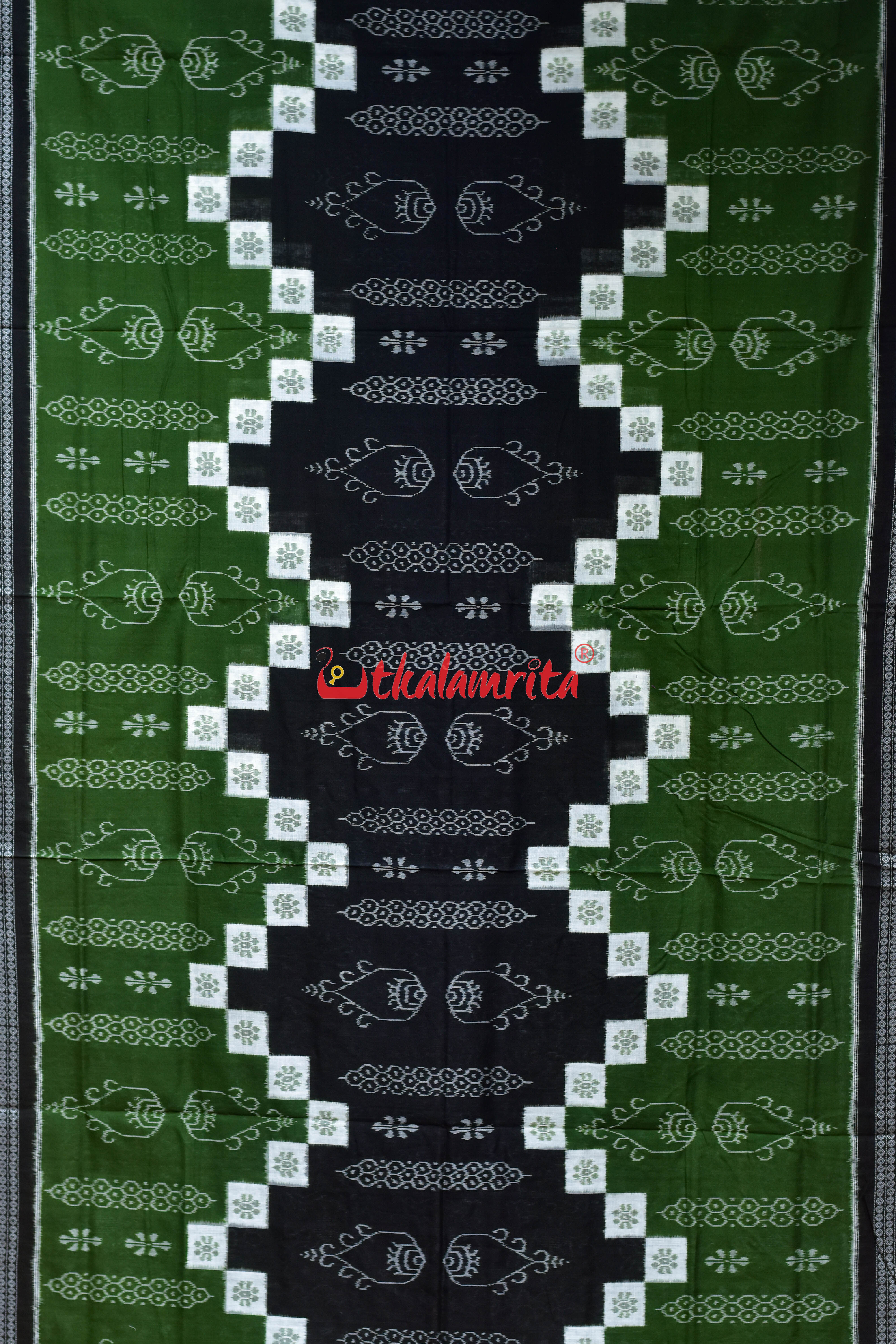 Black Olive Flower Pasapali Sambalpuri Cotton Saree