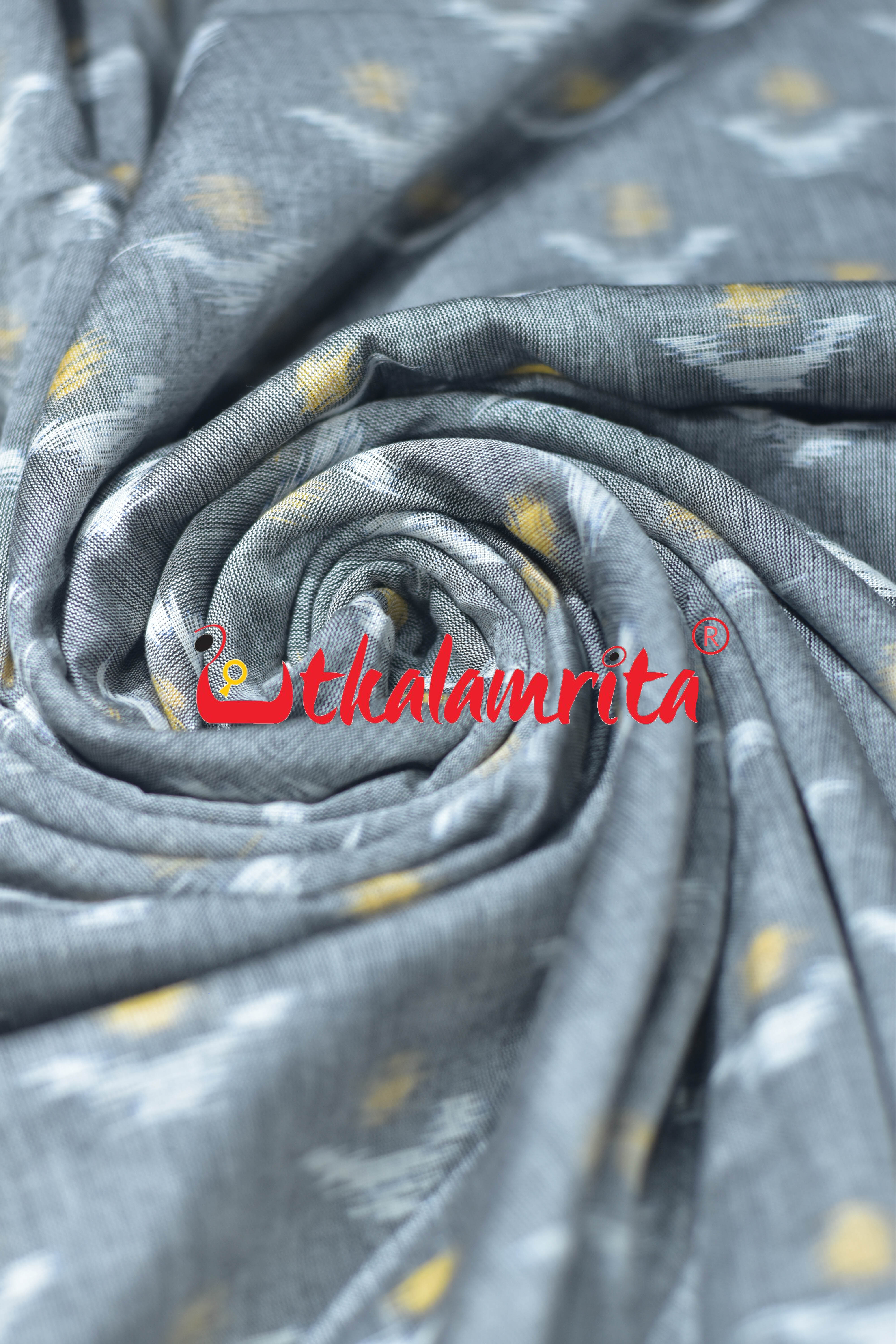 Grey Yellow Chandrika Ikat Cotton (Fabric)
