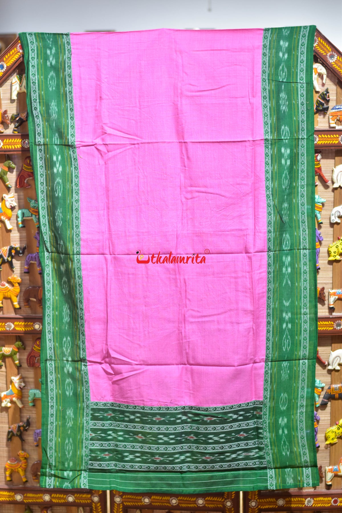 Green Pink Middle Pasapali Flower Ikat Dress Set