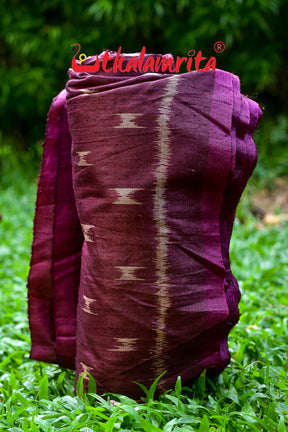 Body Ikat Wine Color Tussar (Fabric)