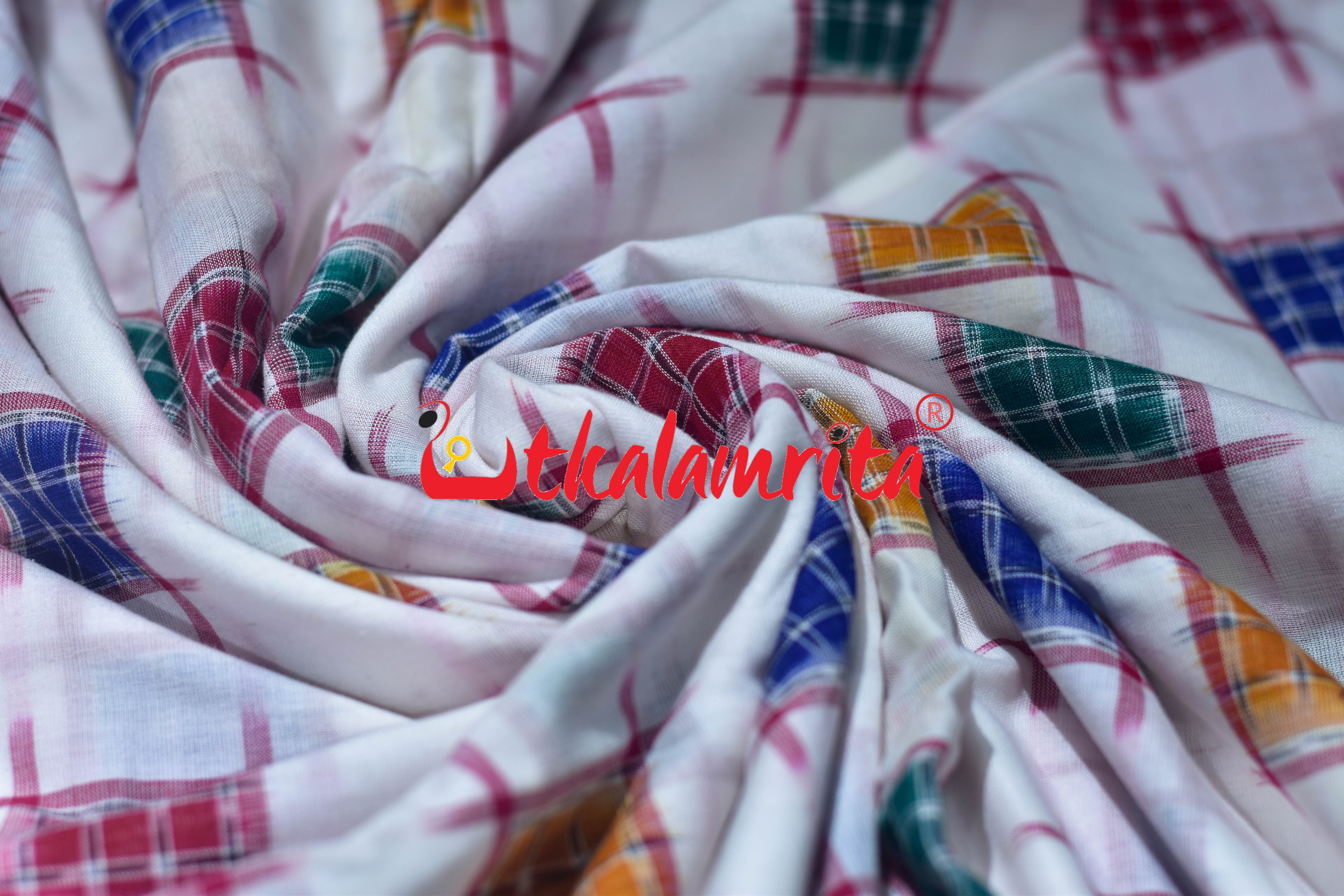Plain White Small Aswini Sambalpuri Cotton (Fabric)